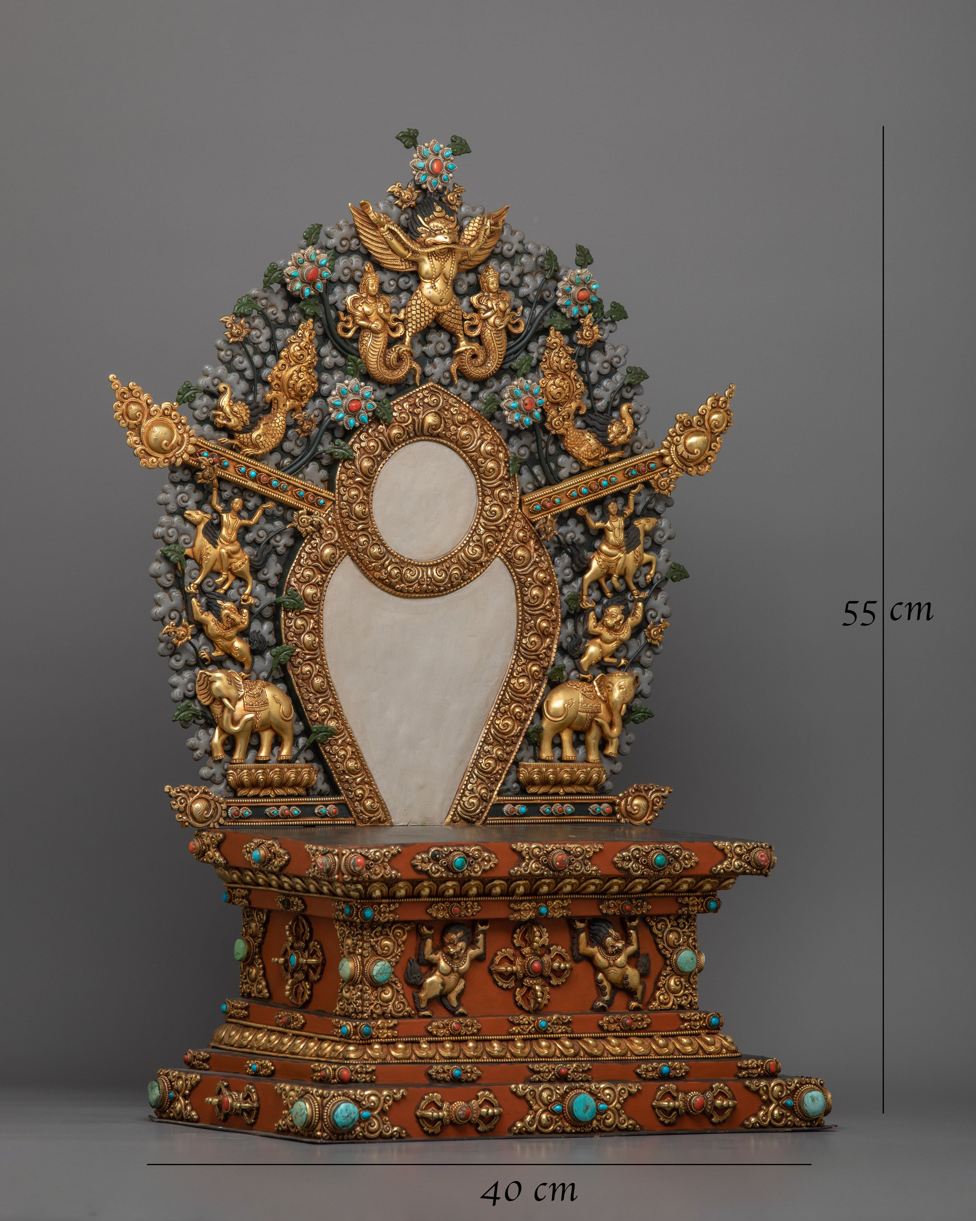 Hand Carved Gemstone Throne For Statue