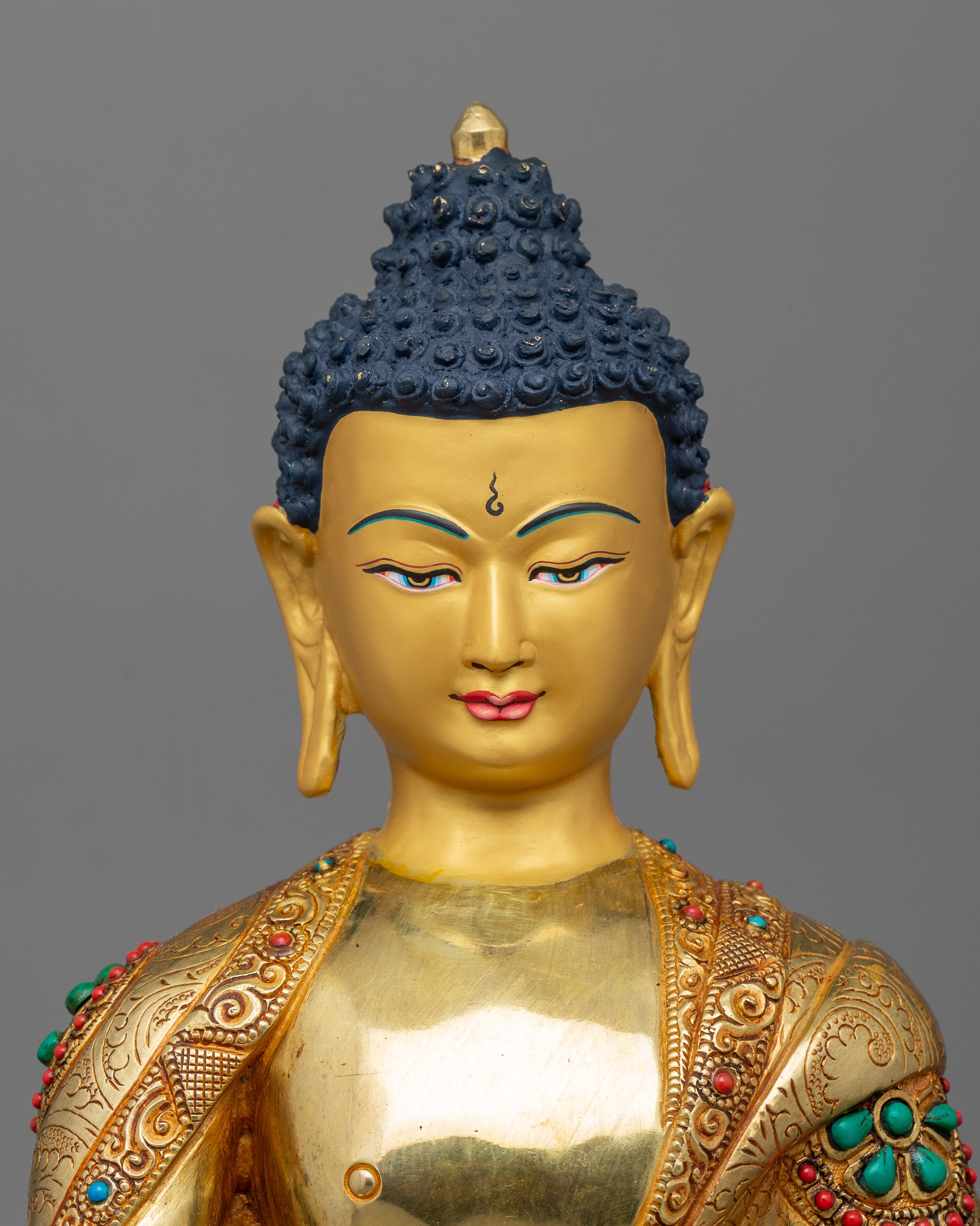 Historical Enlightened Buddha Statue | Himalayan Gold Gilded Statue for Meditation