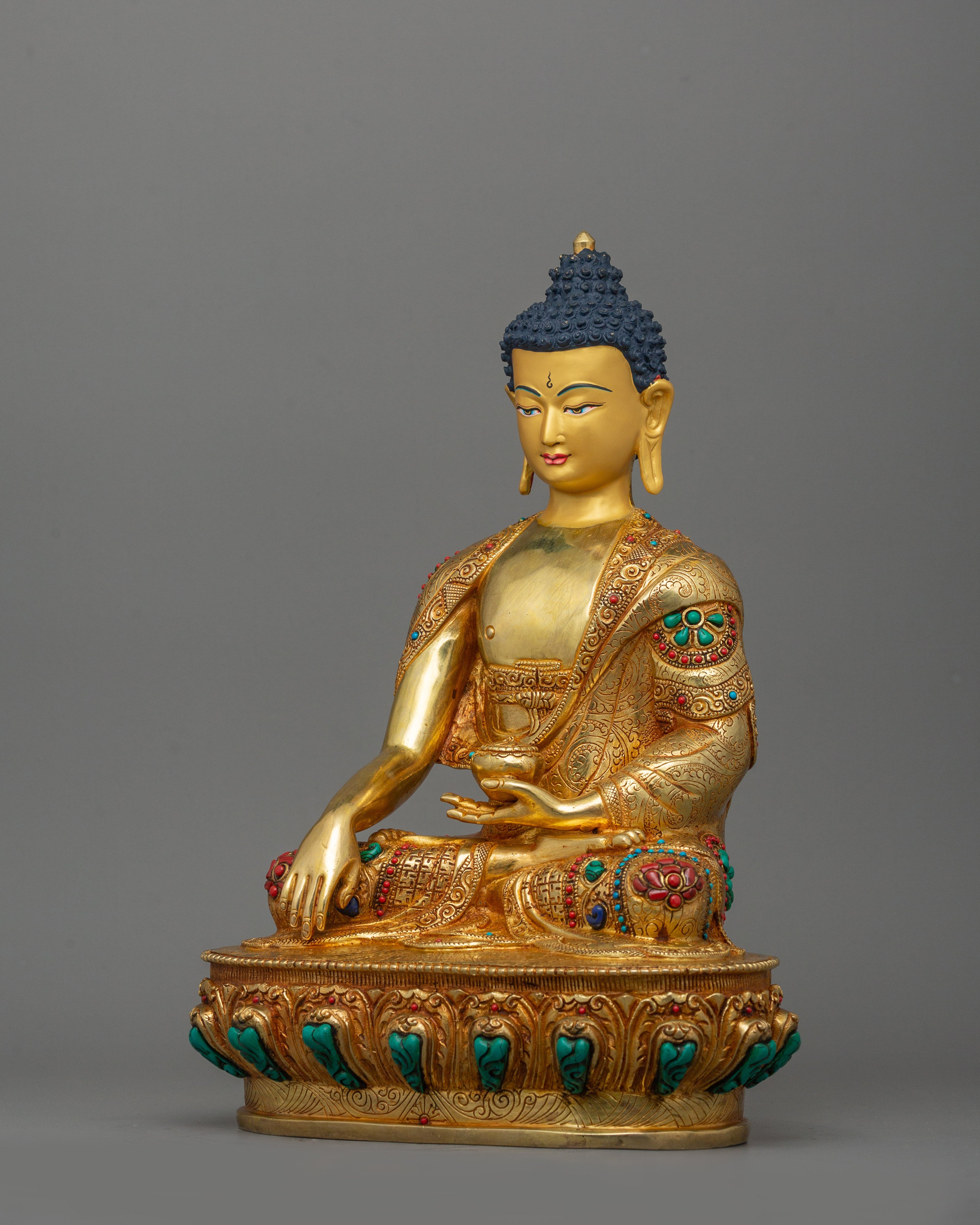 Historical Enlightened Buddha Statue | Himalayan Gold Gilded Statue for Meditation