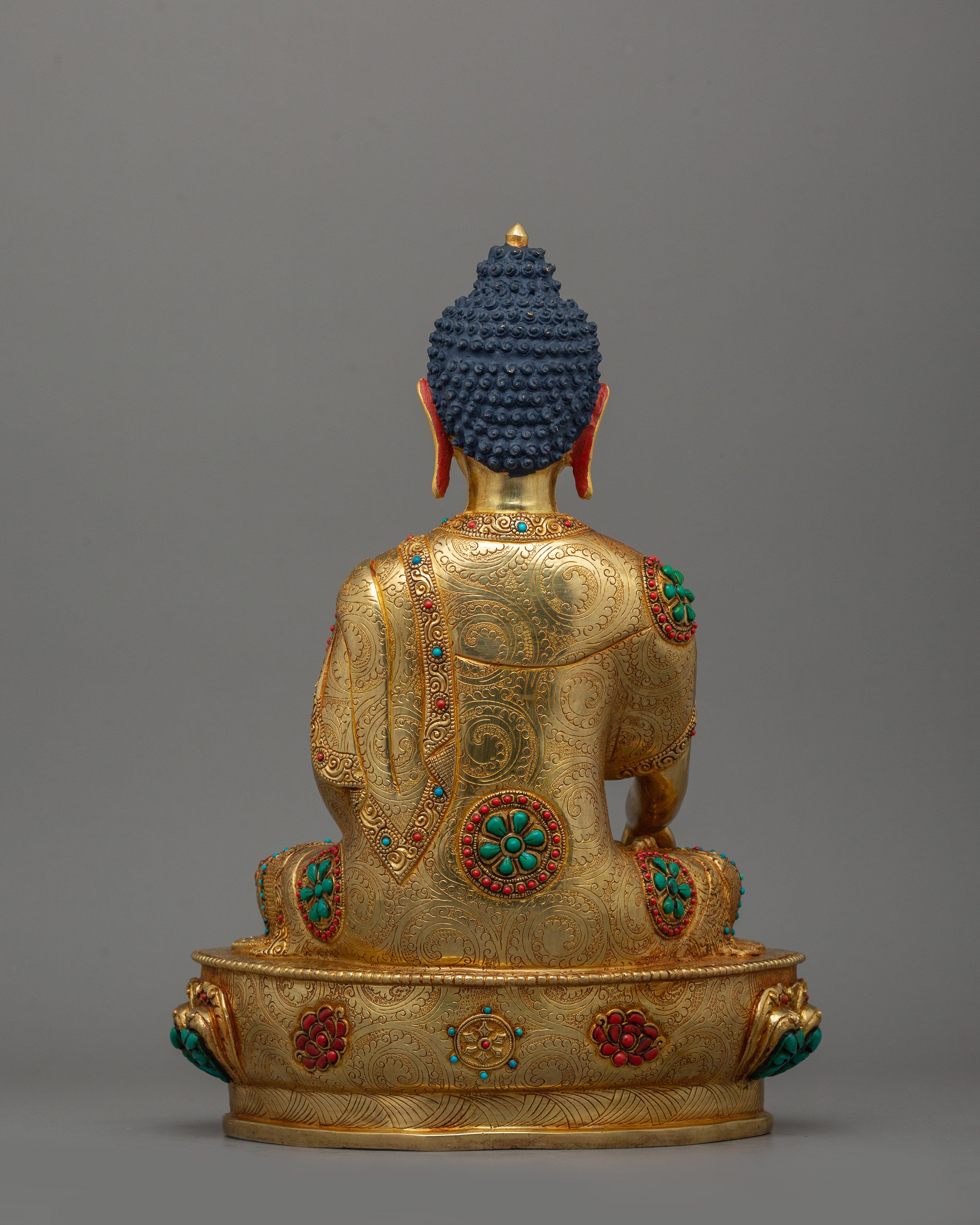 Historical Enlightened Buddha Statue | Himalayan Gold Gilded Statue for Meditation