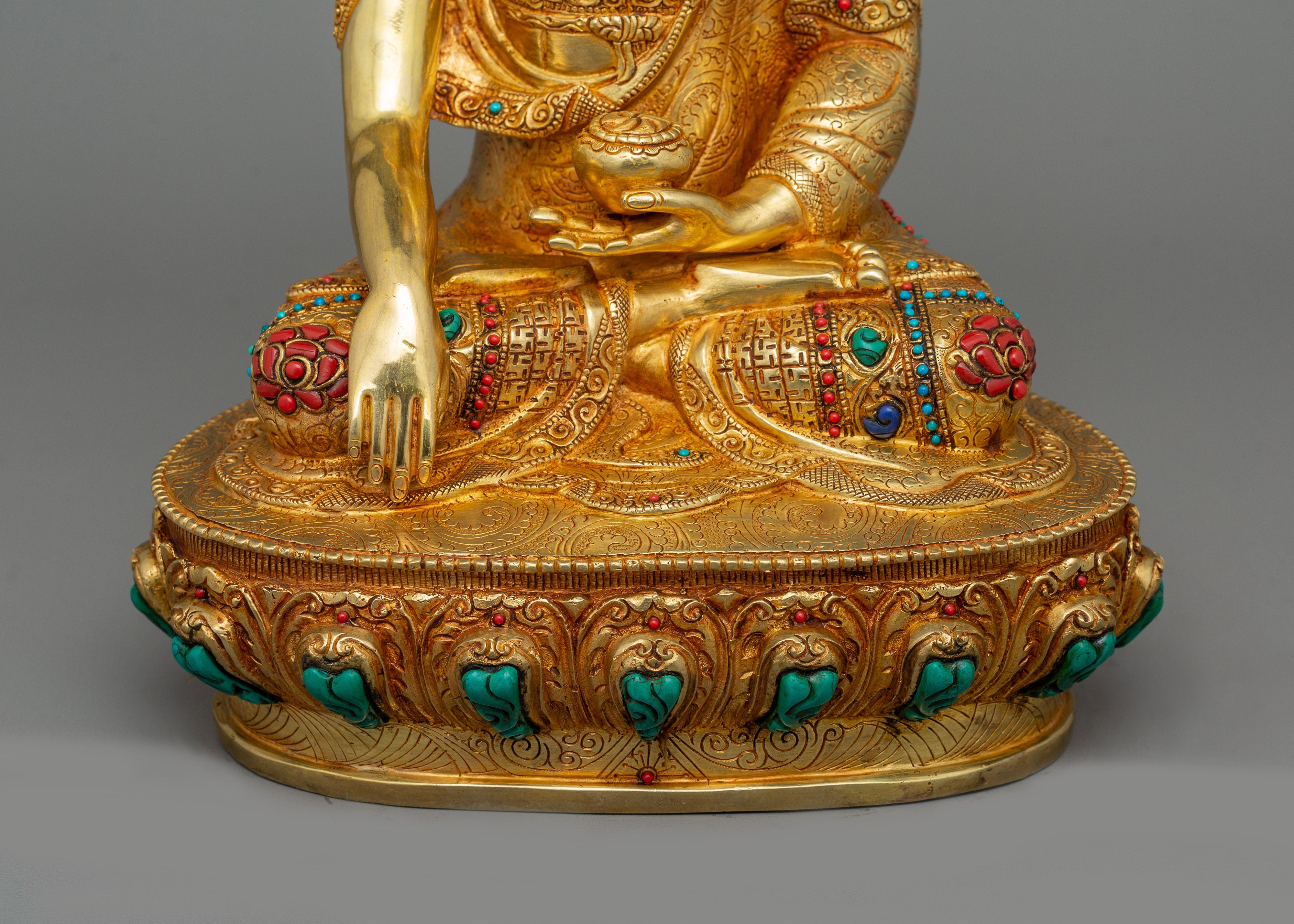 Historical Enlightened Buddha Statue | Himalayan Gold Gilded Statue for Meditation