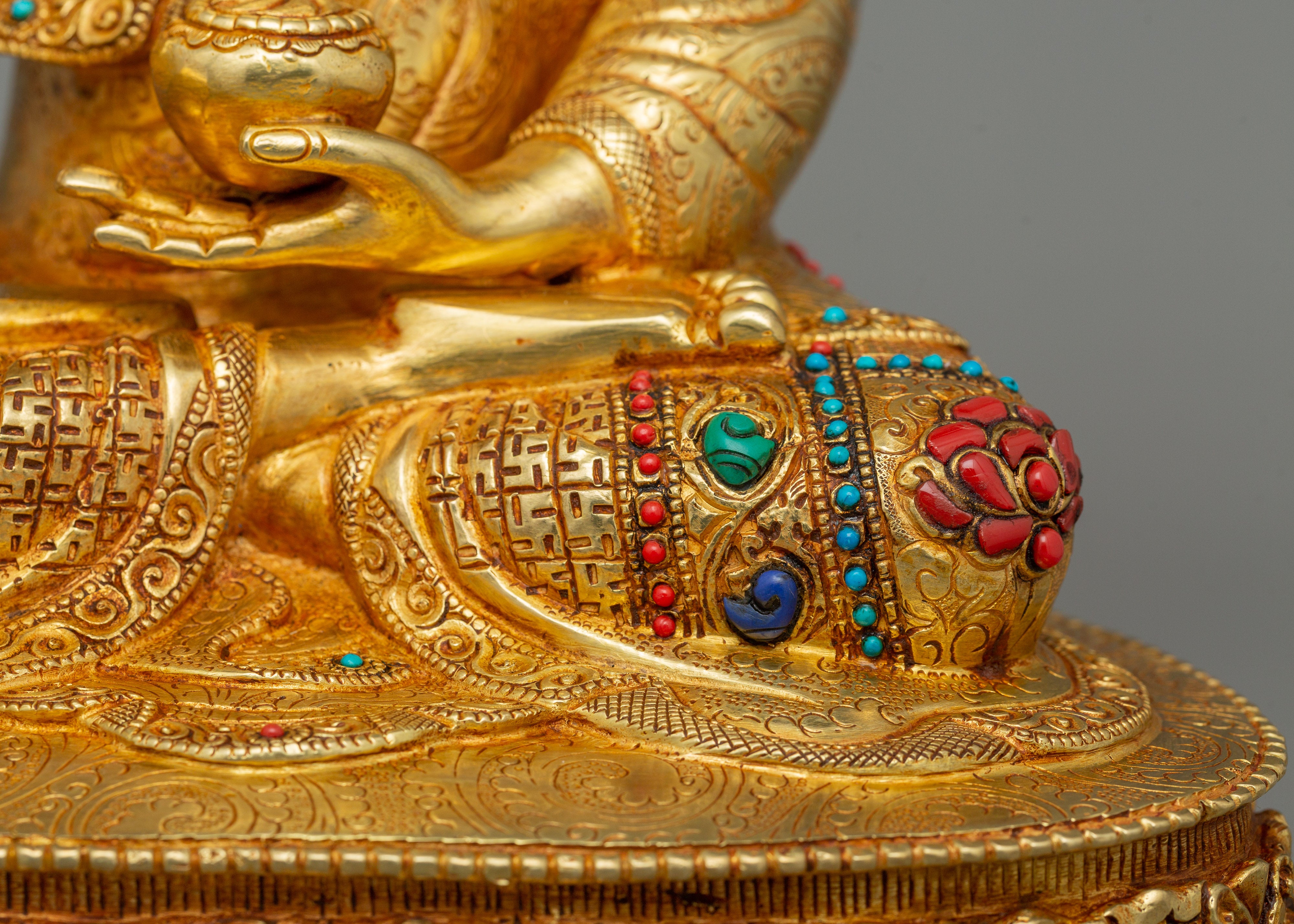Historical Enlightened Buddha Statue | Himalayan Gold Gilded Statue for Meditation