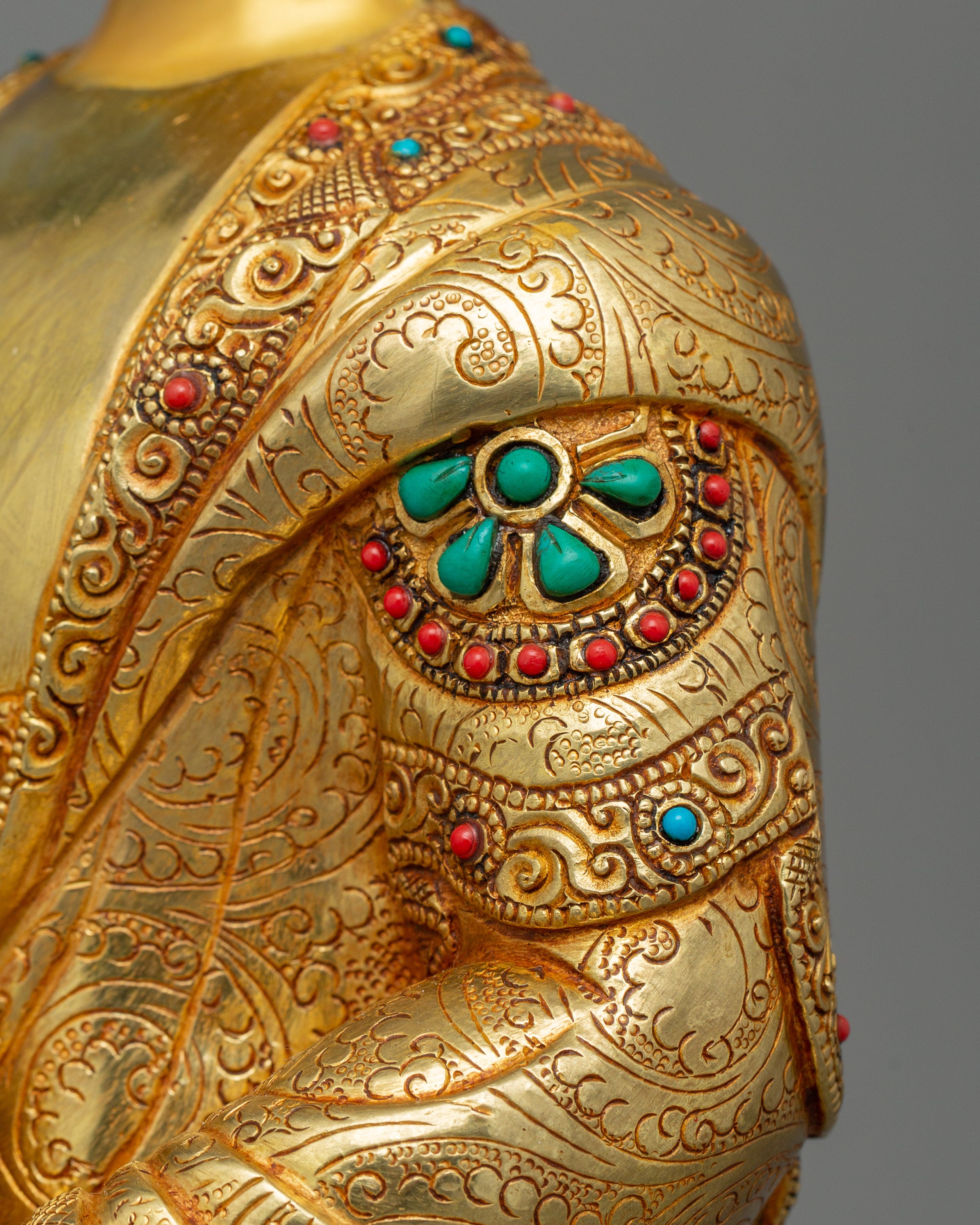 Historical Enlightened Buddha Statue | Himalayan Gold Gilded Statue for Meditation