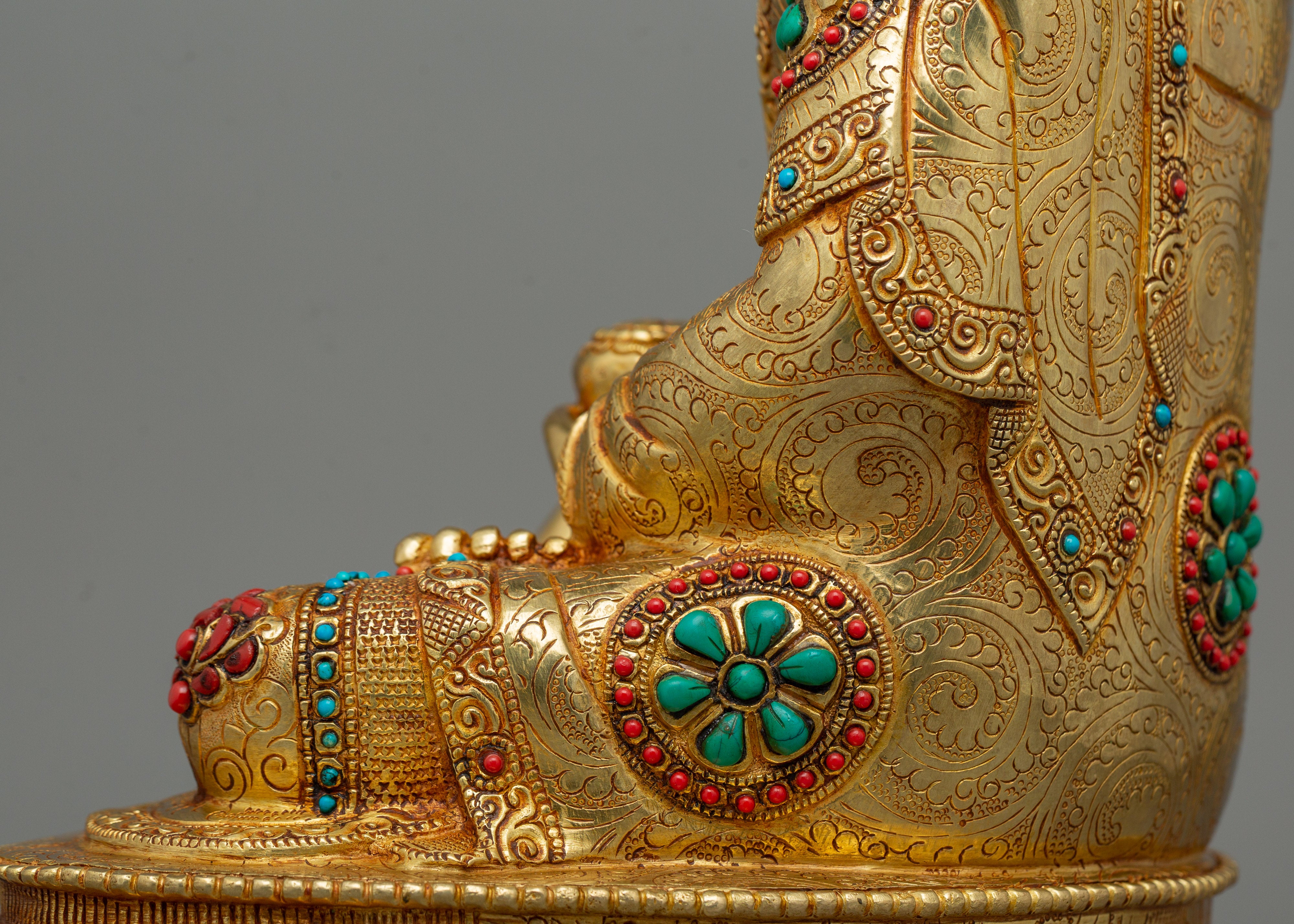 Historical Enlightened Buddha Statue | Himalayan Gold Gilded Statue for Meditation