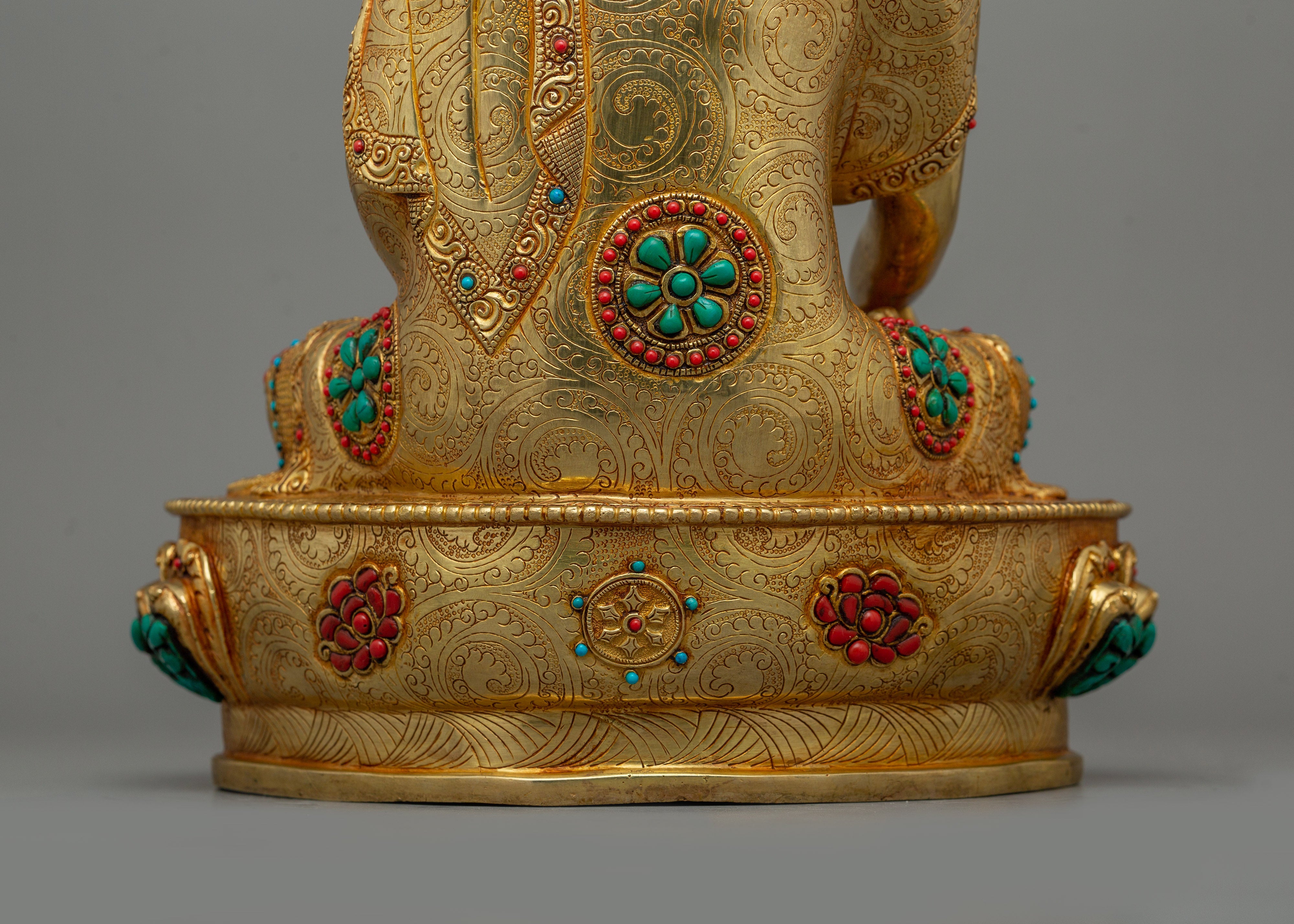 Historical Enlightened Buddha Statue | Himalayan Gold Gilded Statue for Meditation
