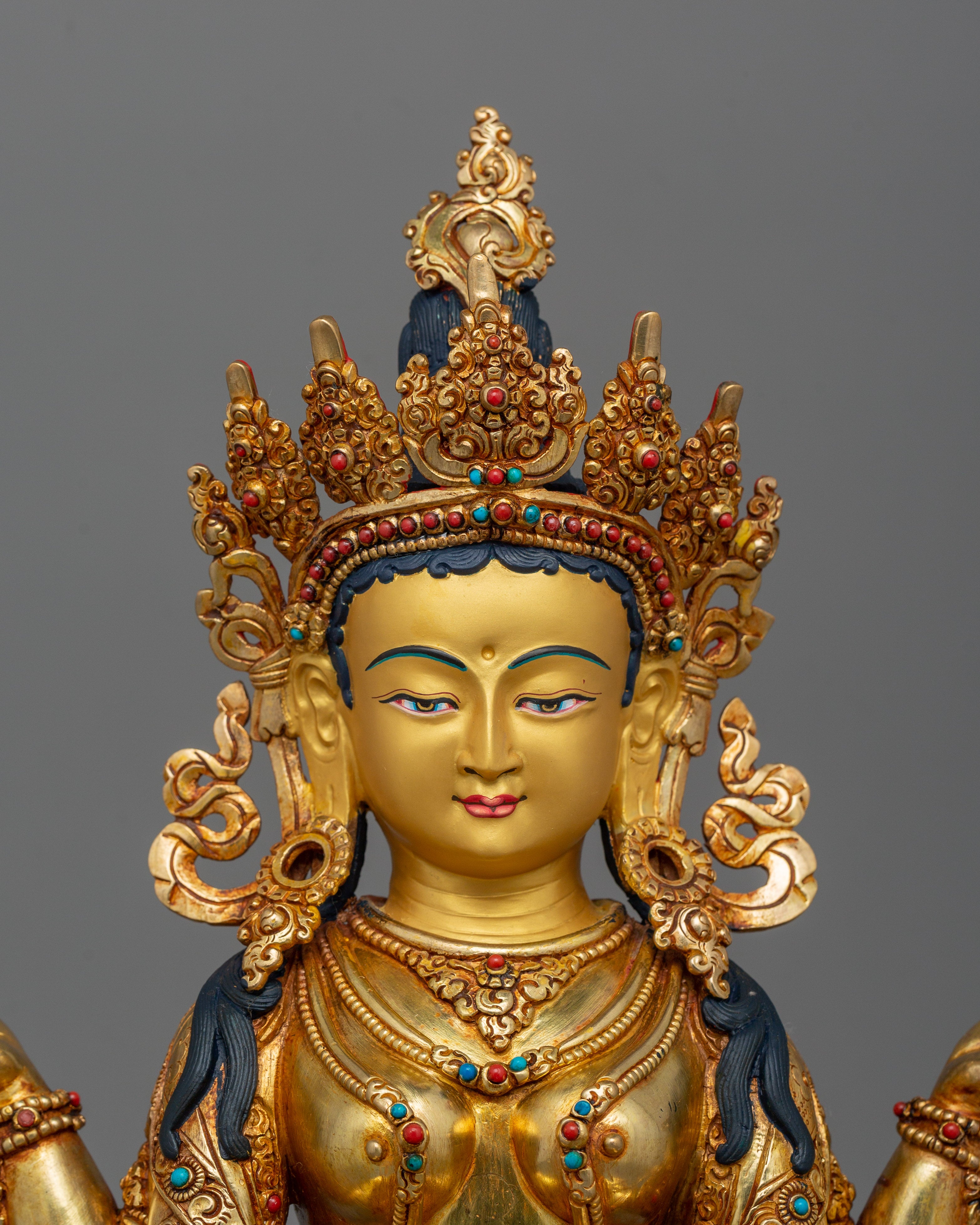 Boddhisattva Prajnaparamita Statue With Beautiful Halo | Tibetan Buddhism Artwork