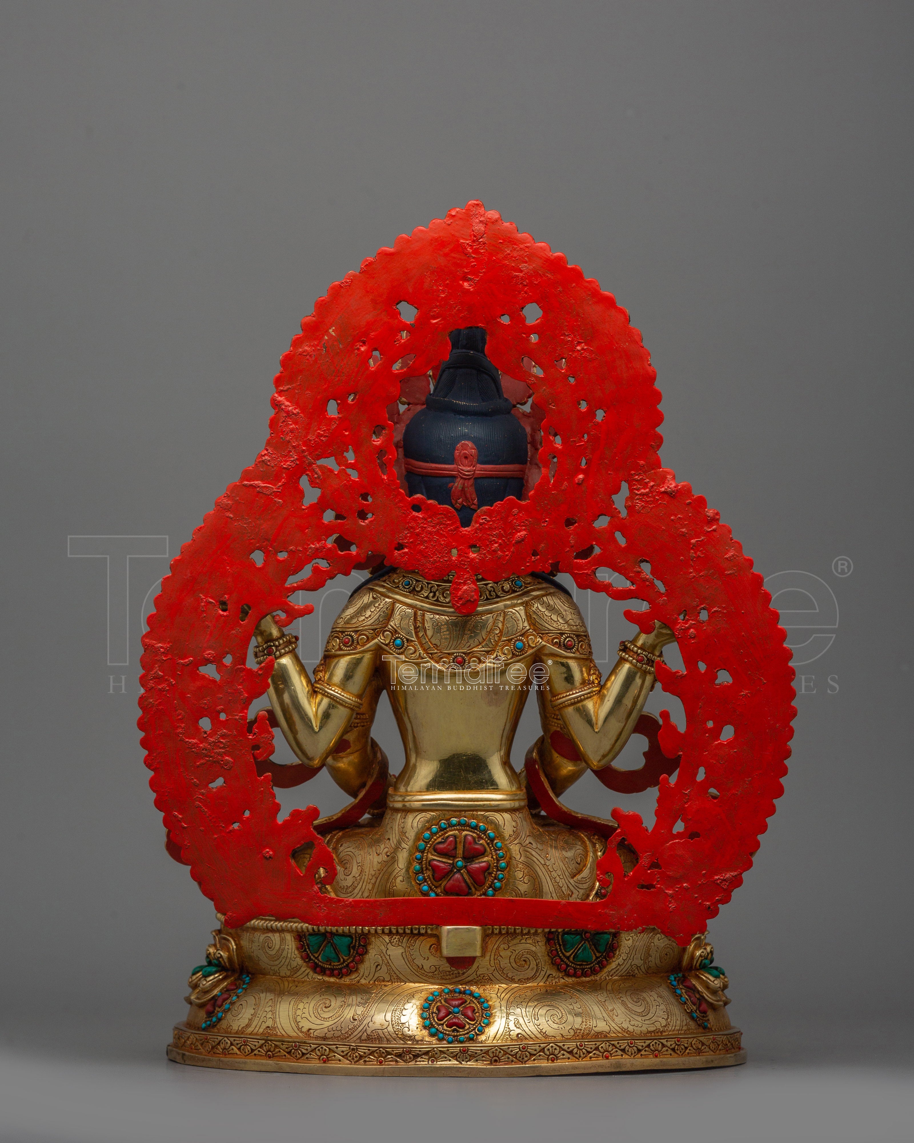 Boddhisattva Prajnaparamita Statue With Beautiful Halo | Tibetan Buddhism Artwork