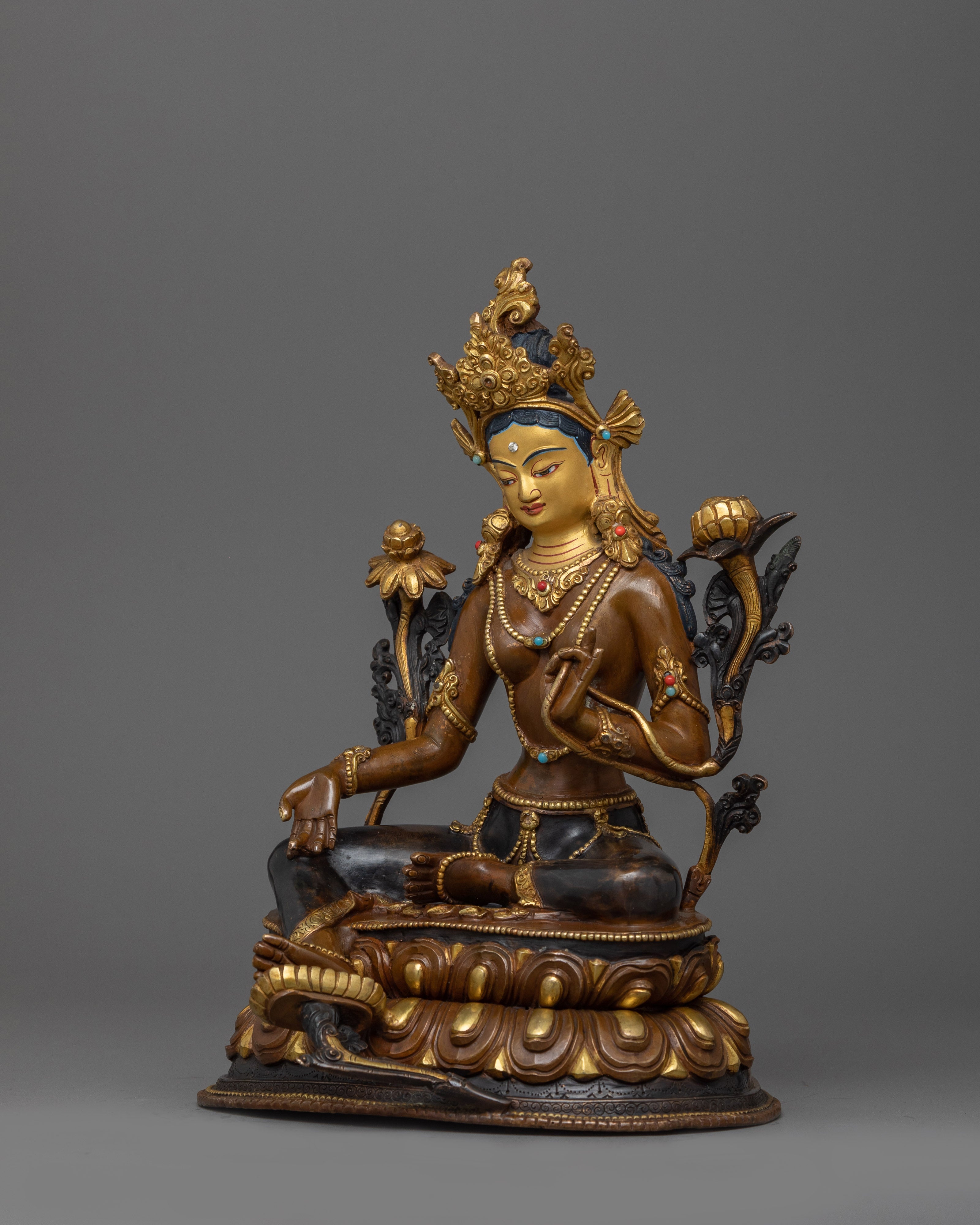 Mother Syamatara Tibetan Figurine | The Goddess of Compassion and Action