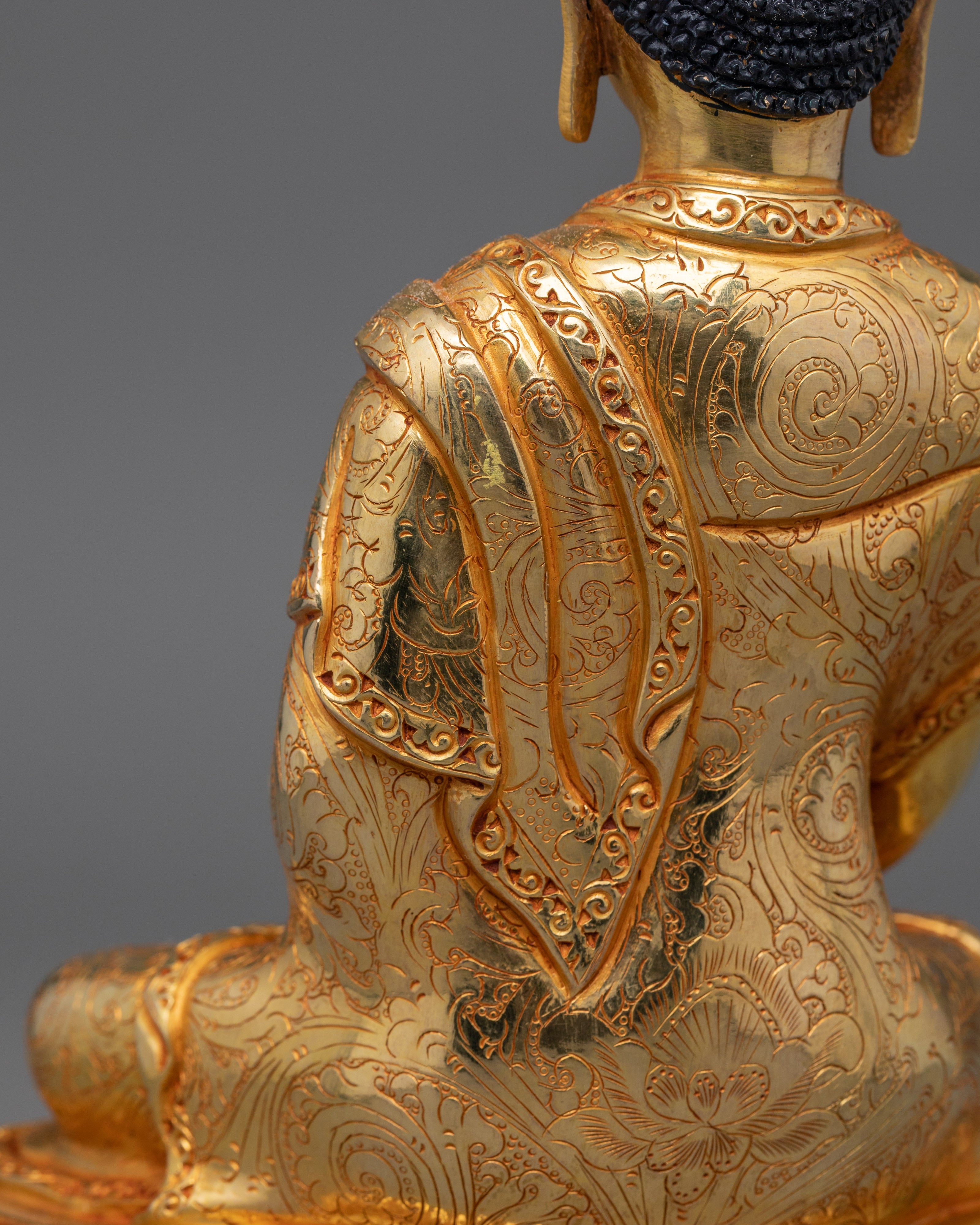 Gold Gilded Tranquil Shakyamuni Buddha Statue | Symbol of Serenity and Inner Wisdom