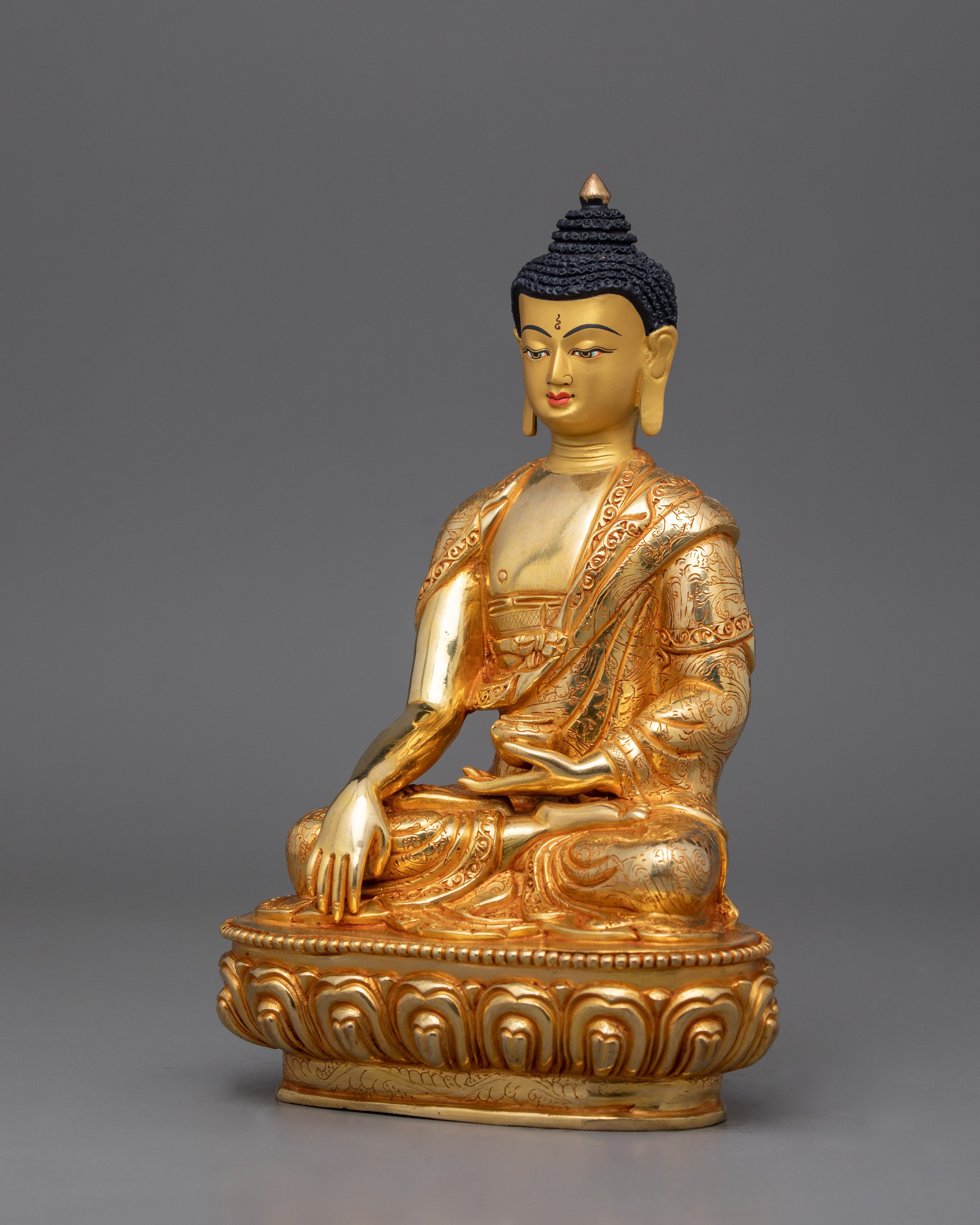 Gold Gilded Tranquil Shakyamuni Buddha Statue | Symbol of Serenity and Inner Wisdom
