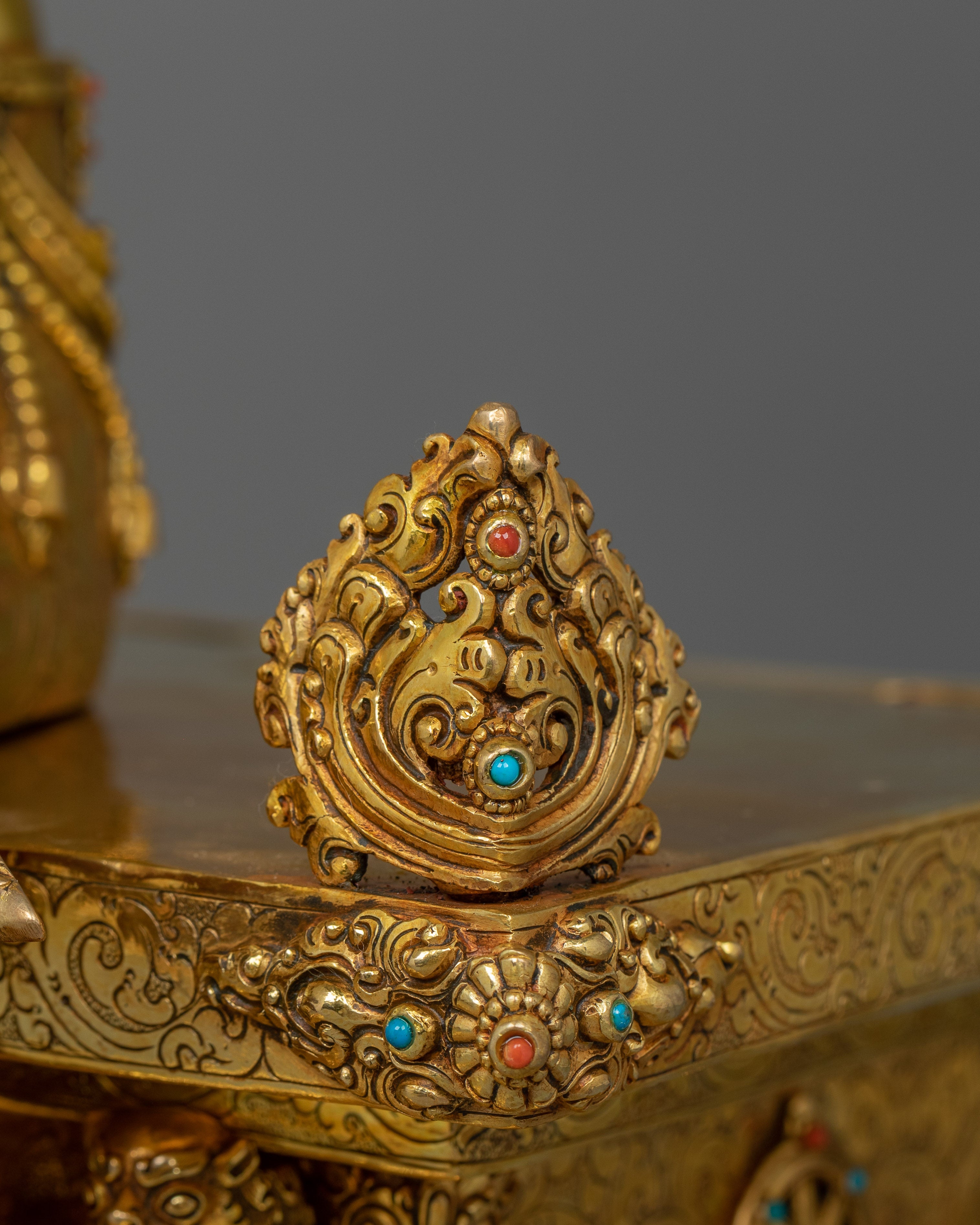 Tibetan Maitreya Buddha Sculpture with Magnificent Throne | Symbol of Wisdom & Hope