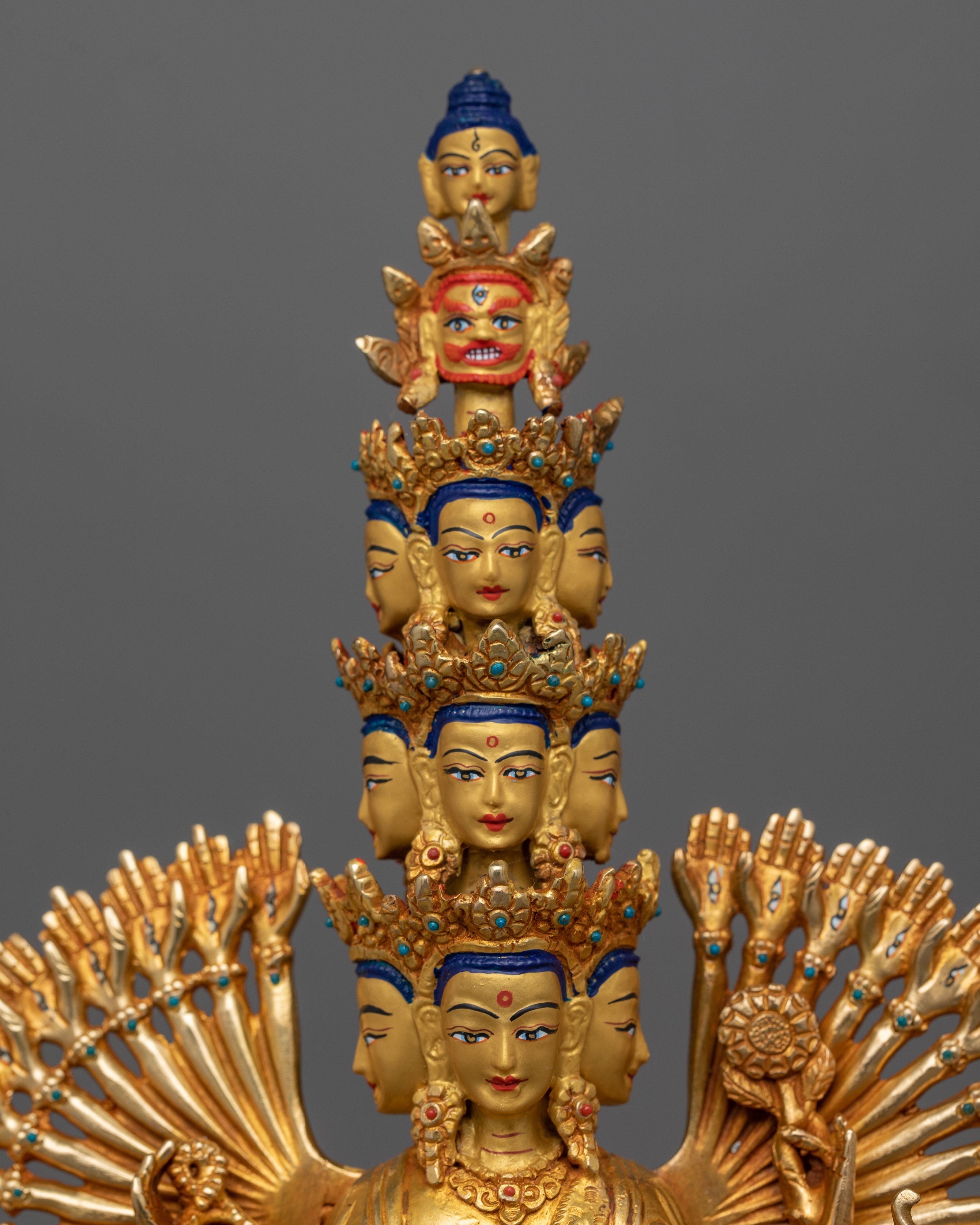 Thousand Armed Chenrezig FIgurine | Himalayan Traditional Sacred Artwork