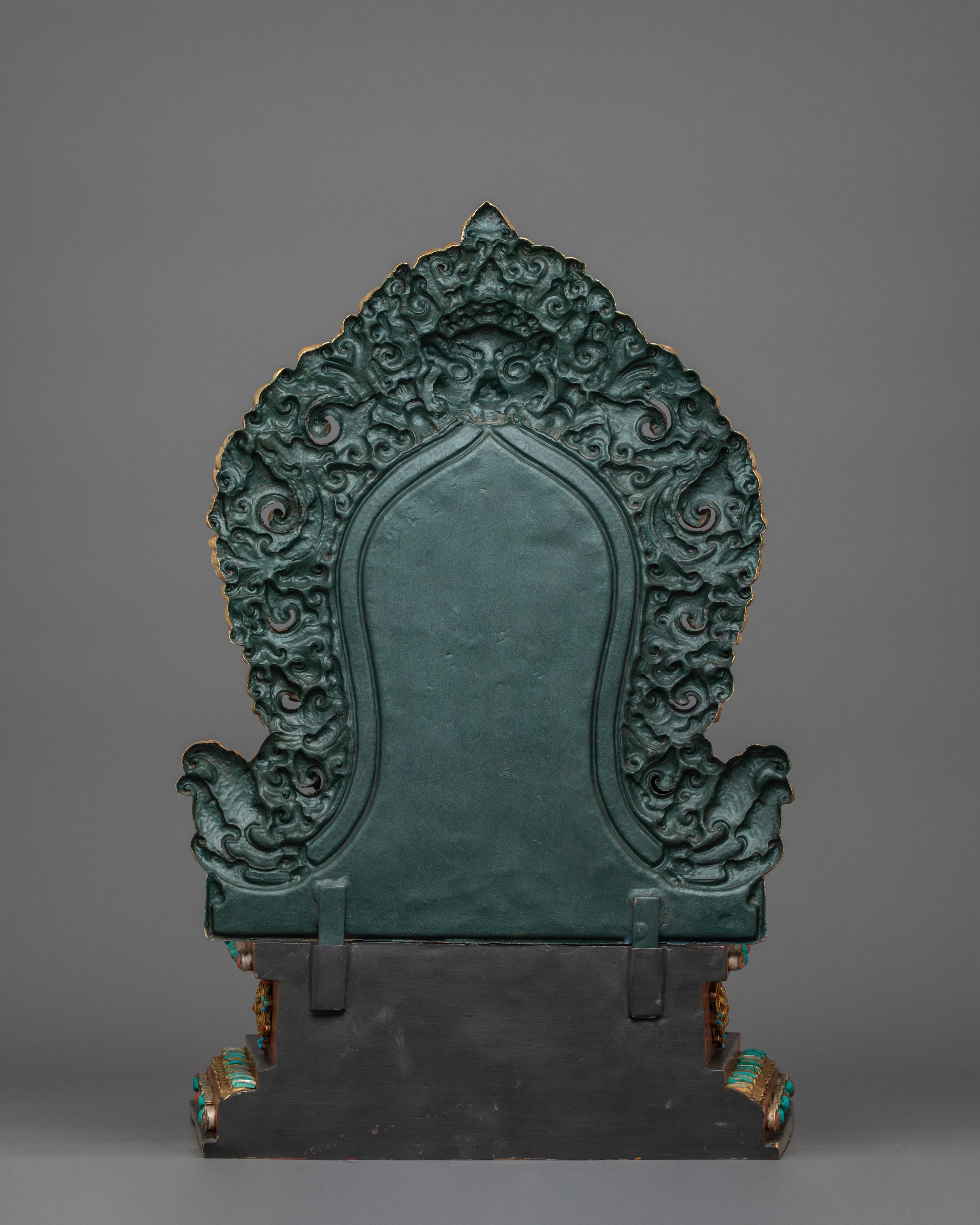 Traditional Statue of Amitayus on a Royal Throne | 24K Gold Gilded Copper Statue