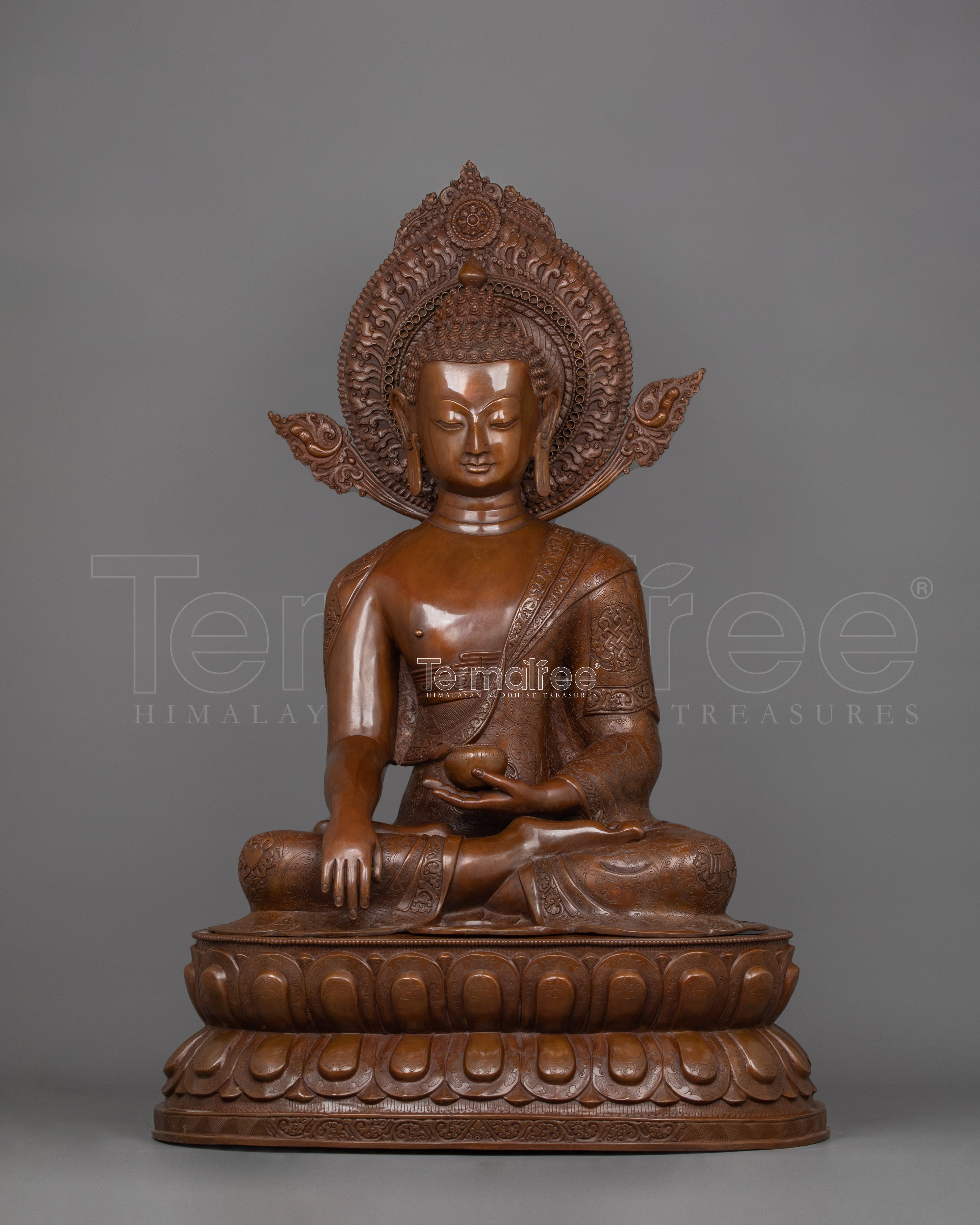 Shakyamuni Buddha Seated In Double Petal Lotus Seat Statue | The Enlightened One