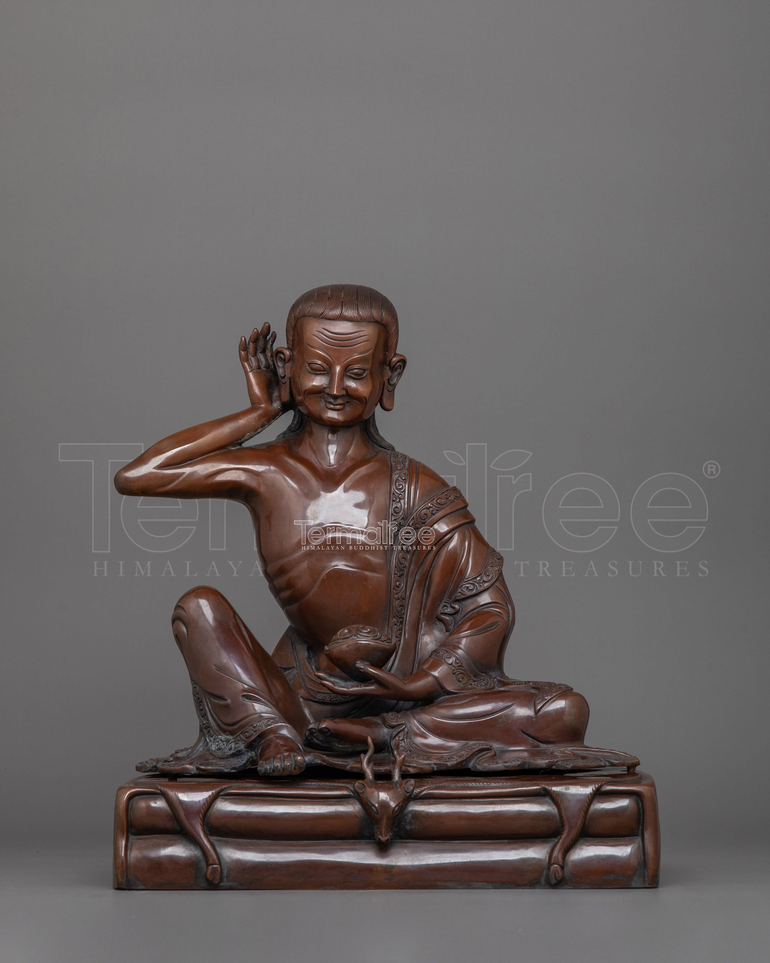 Oxidized Milarepa Copper Statue | 12.6 Inch Handcrafted Spiritual Artwork