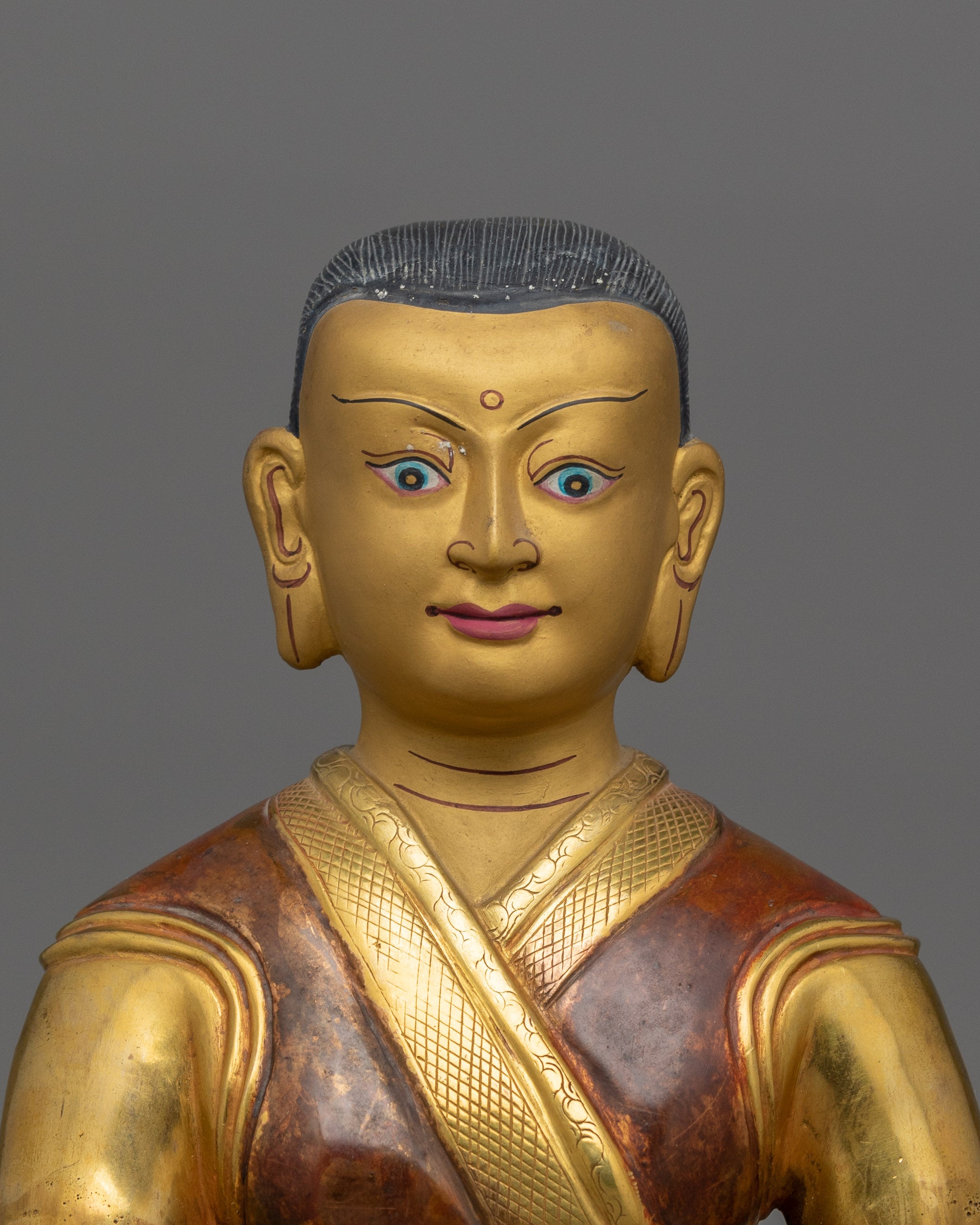 Himalayan Statue of Buddhist Masters of Tibet | 24K Gold Gilded Statue