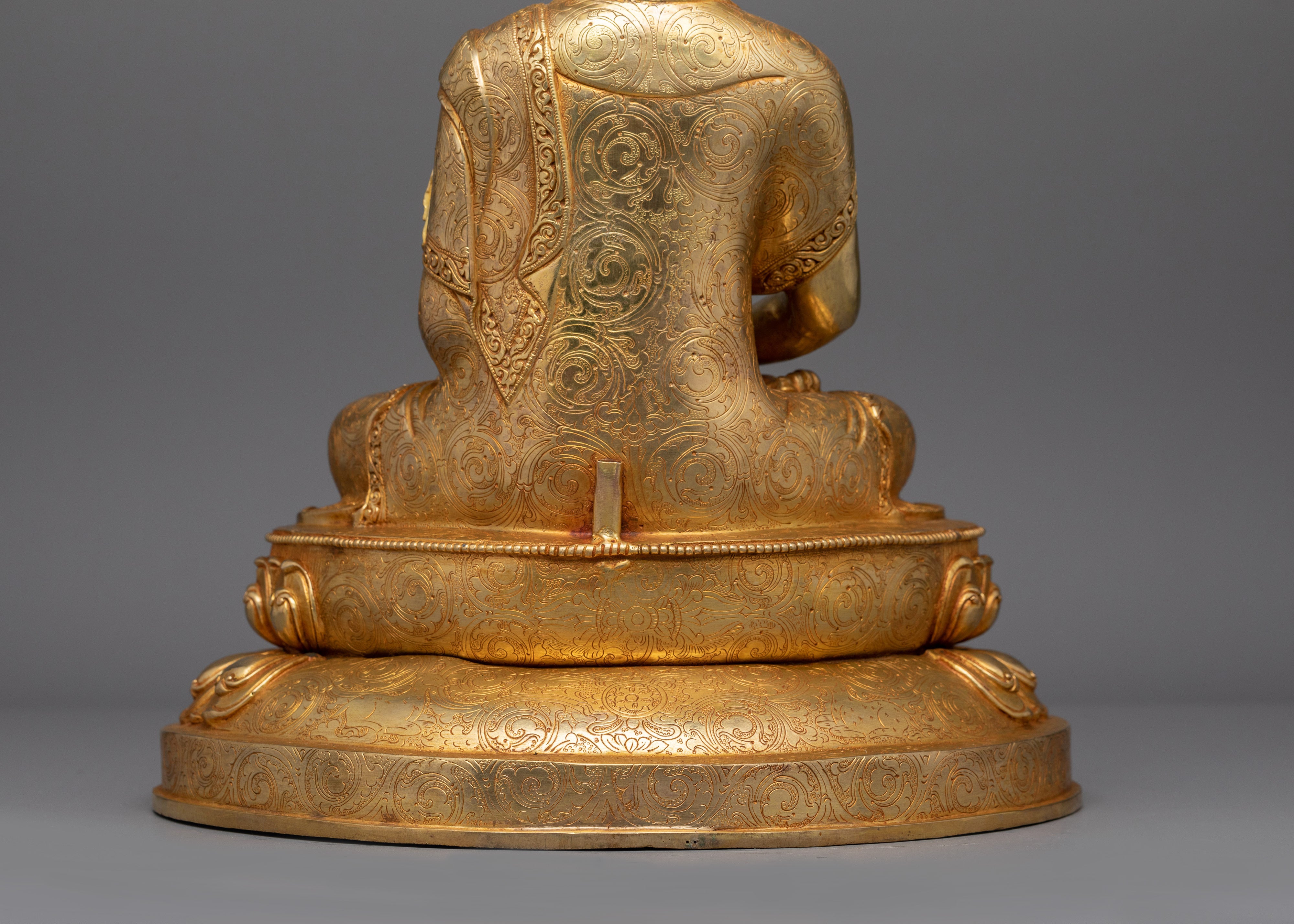 Buddhist Statue of Amitabha Buddha with Halo | 24K Gold Gilded Copper Sculpture