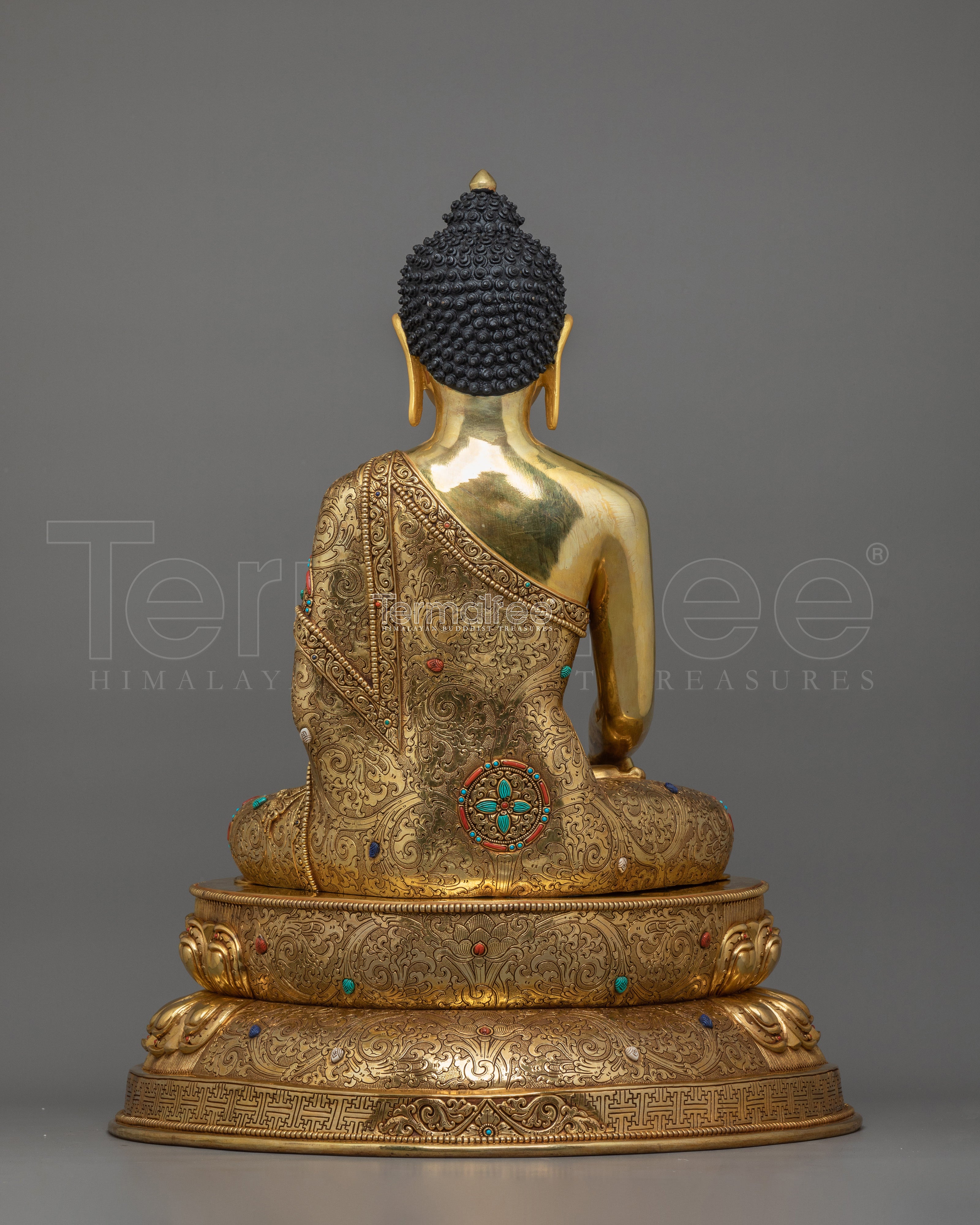 Handcrafted Gautama Buddha Sculpture | 24K Gold Gilded Buddhist Artwork