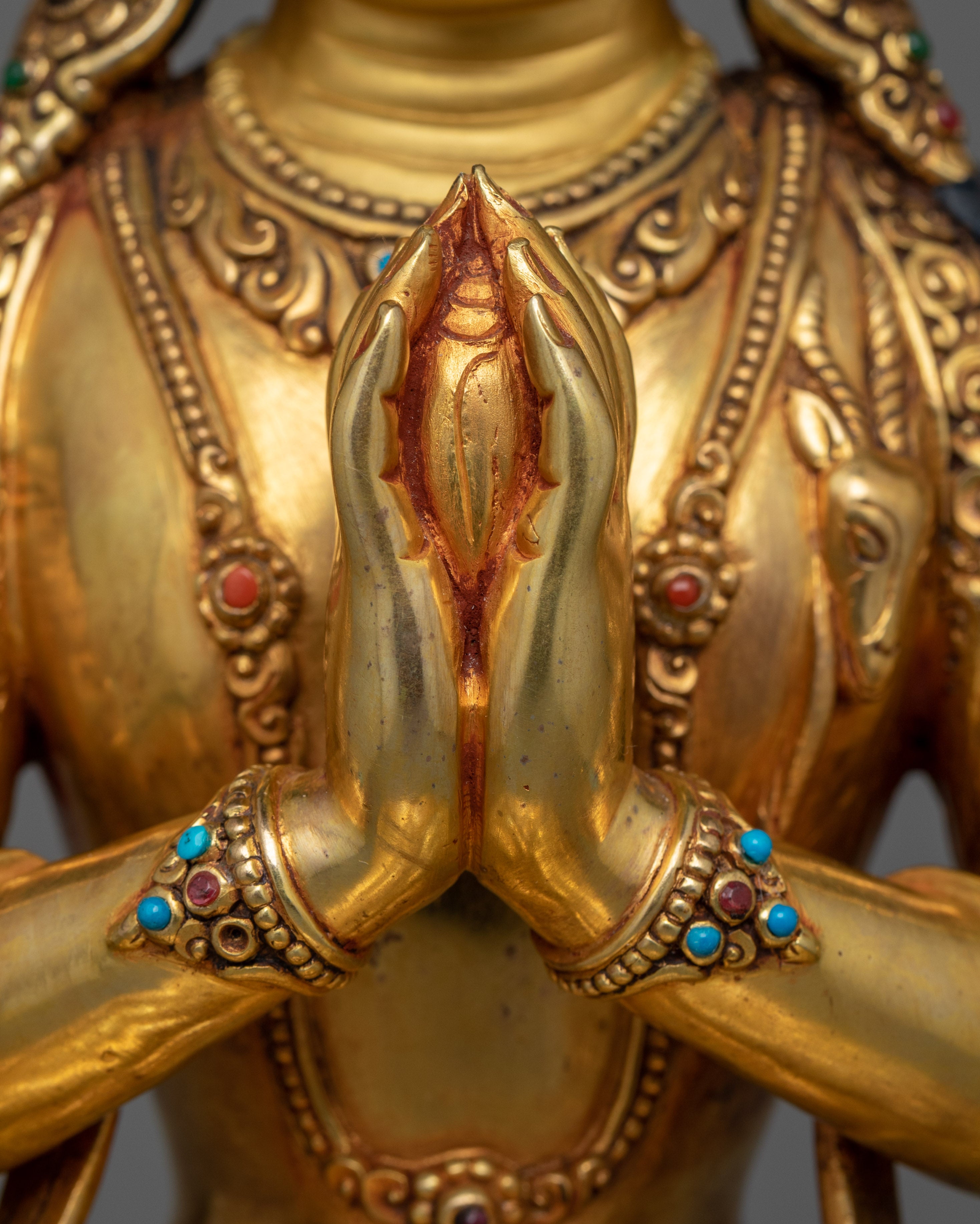 Four Armed Chenrezig Bodhisattva Figurine | Traditional Nepalese Artwork