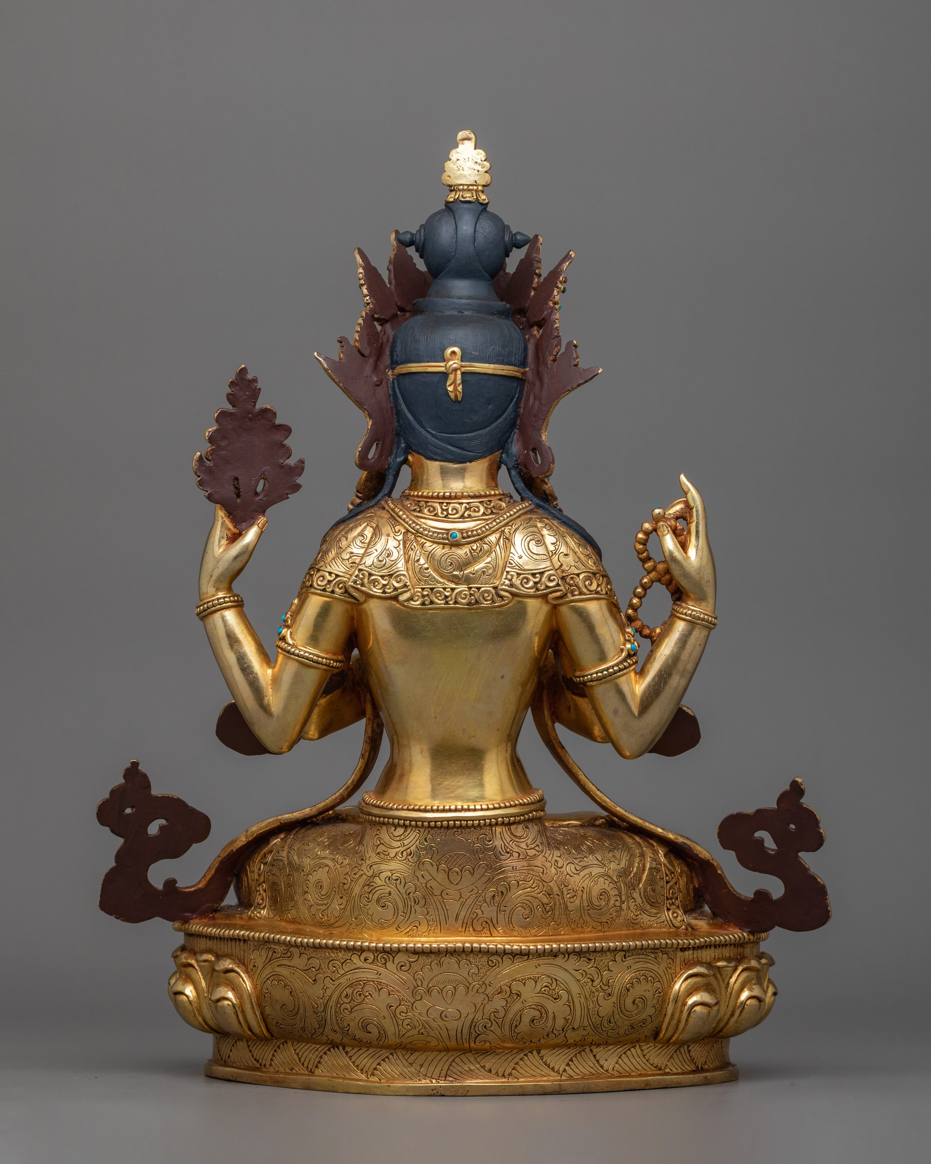 Four Armed Chenrezig Bodhisattva Figurine | Traditional Nepalese Artwork