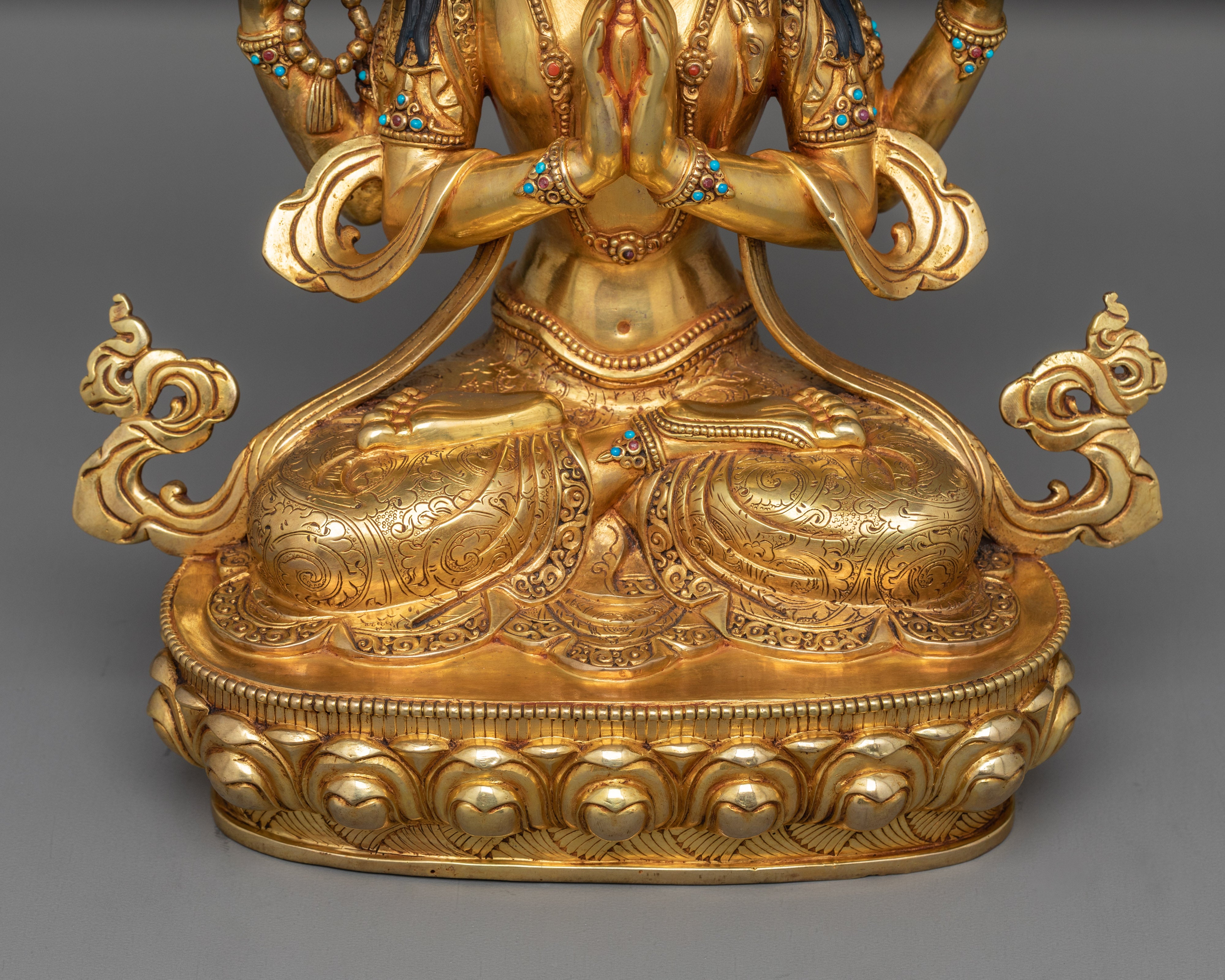 Four Armed Chenrezig Bodhisattva Figurine | Traditional Nepalese Artwork
