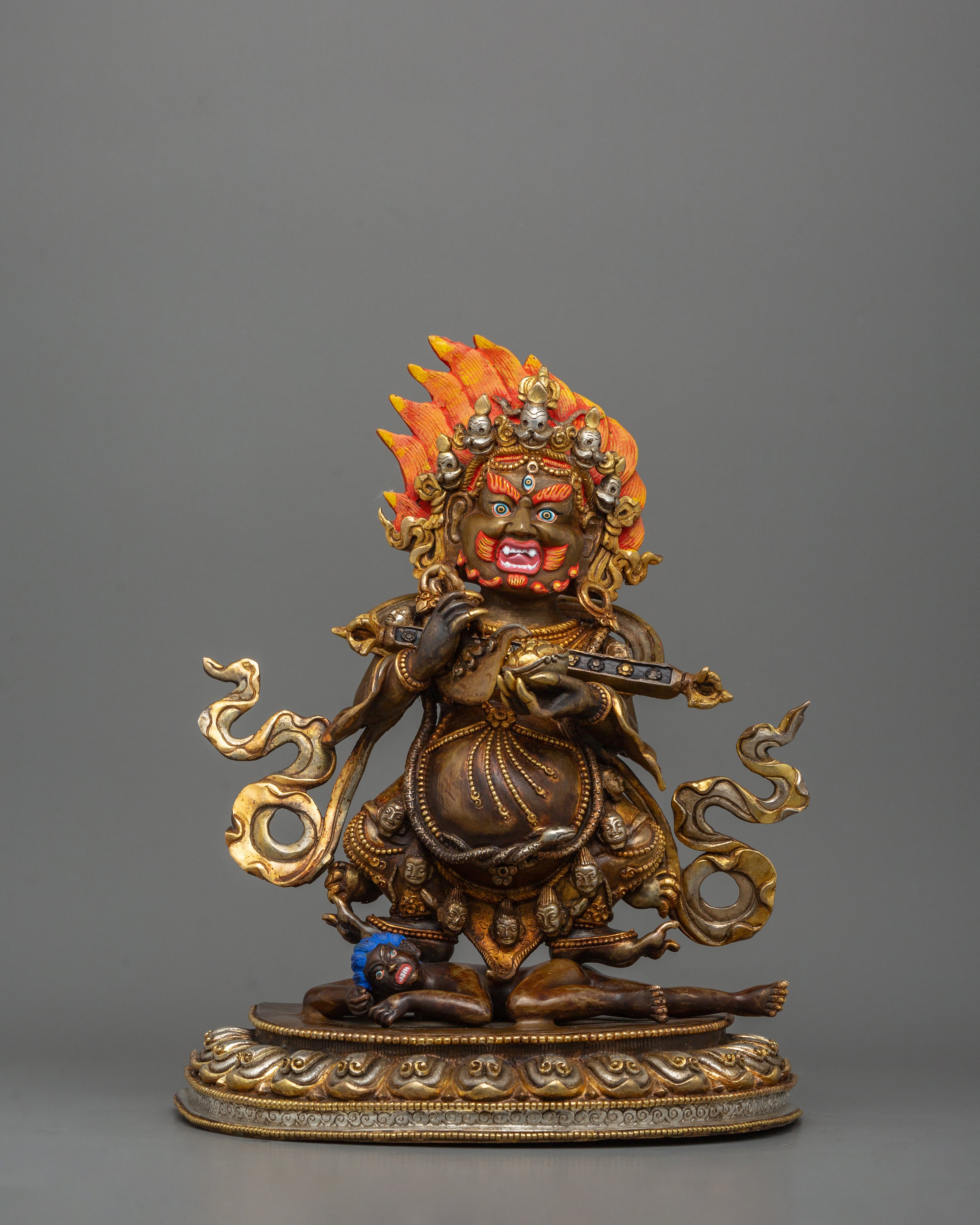 Sakya Mahakala Tibetan Buddhism Statue | 24K Gold Gilded Himalayan Protector Deity