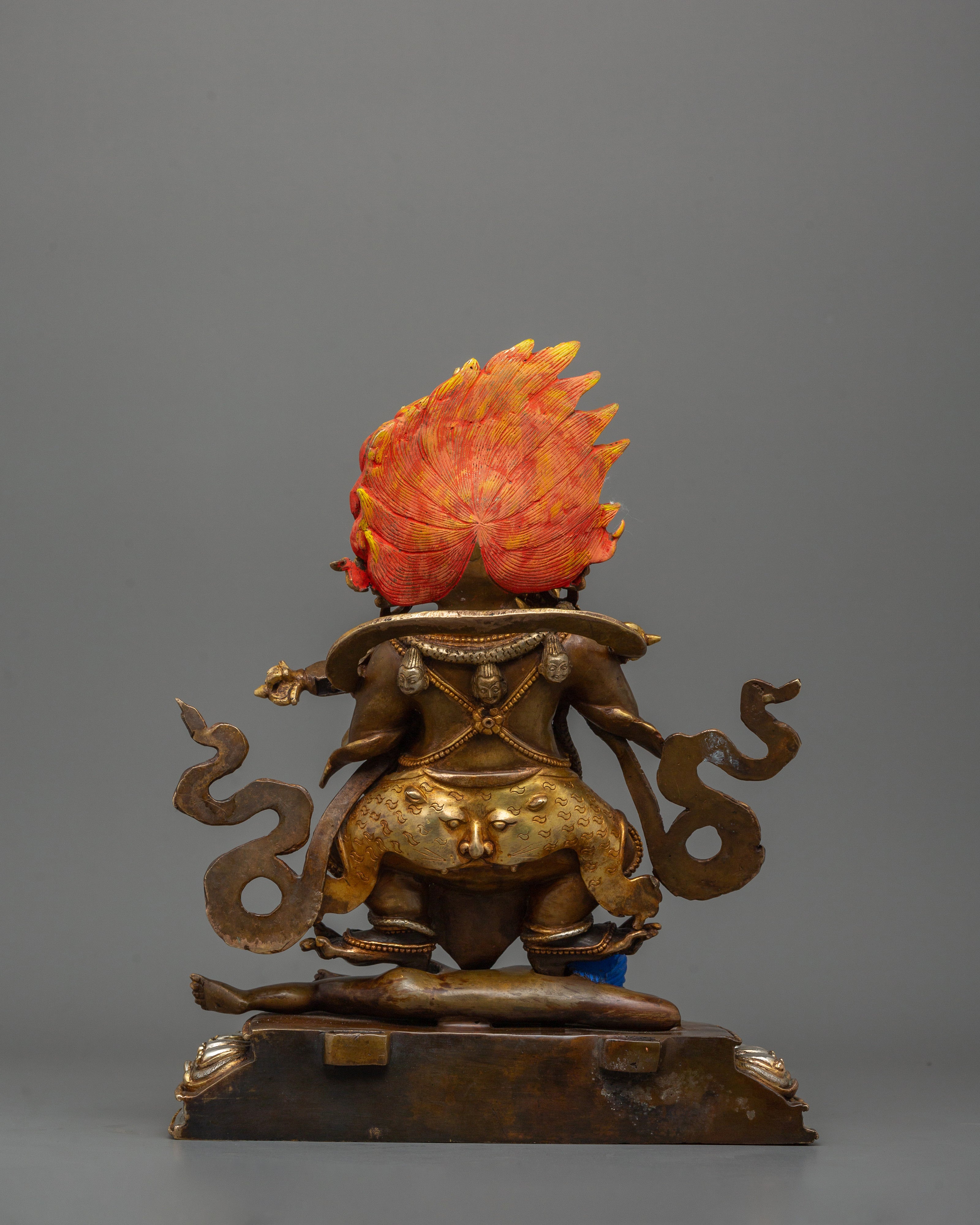 Sakya Mahakala Tibetan Buddhism Statue | 24K Gold Gilded Himalayan Protector Deity