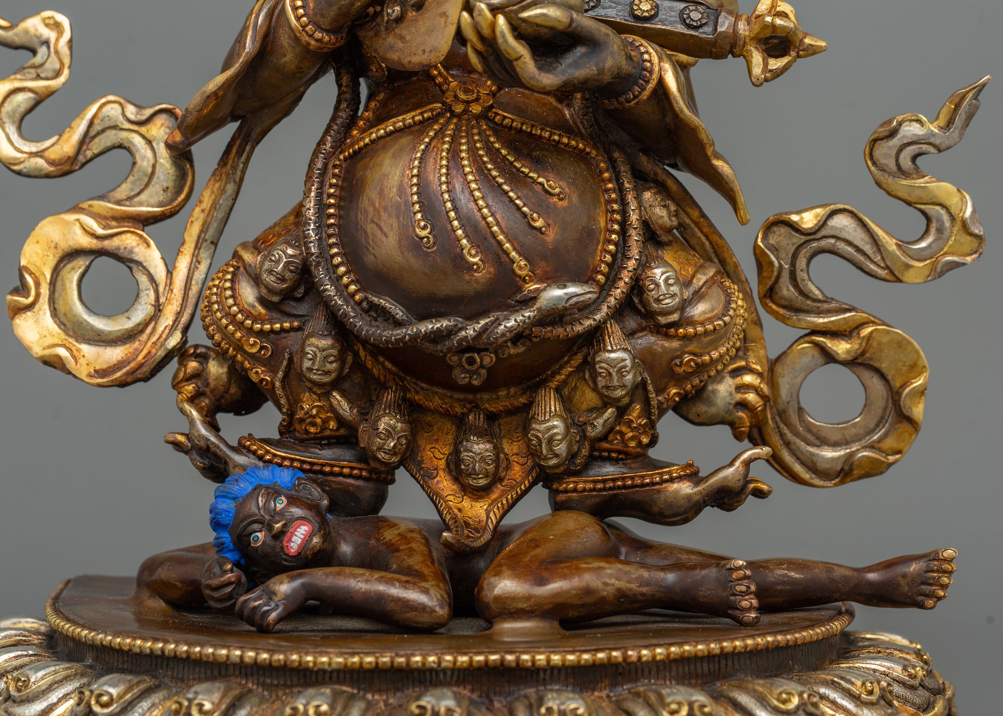 Sakya Mahakala Tibetan Buddhism Statue | 24K Gold Gilded Himalayan Protector Deity