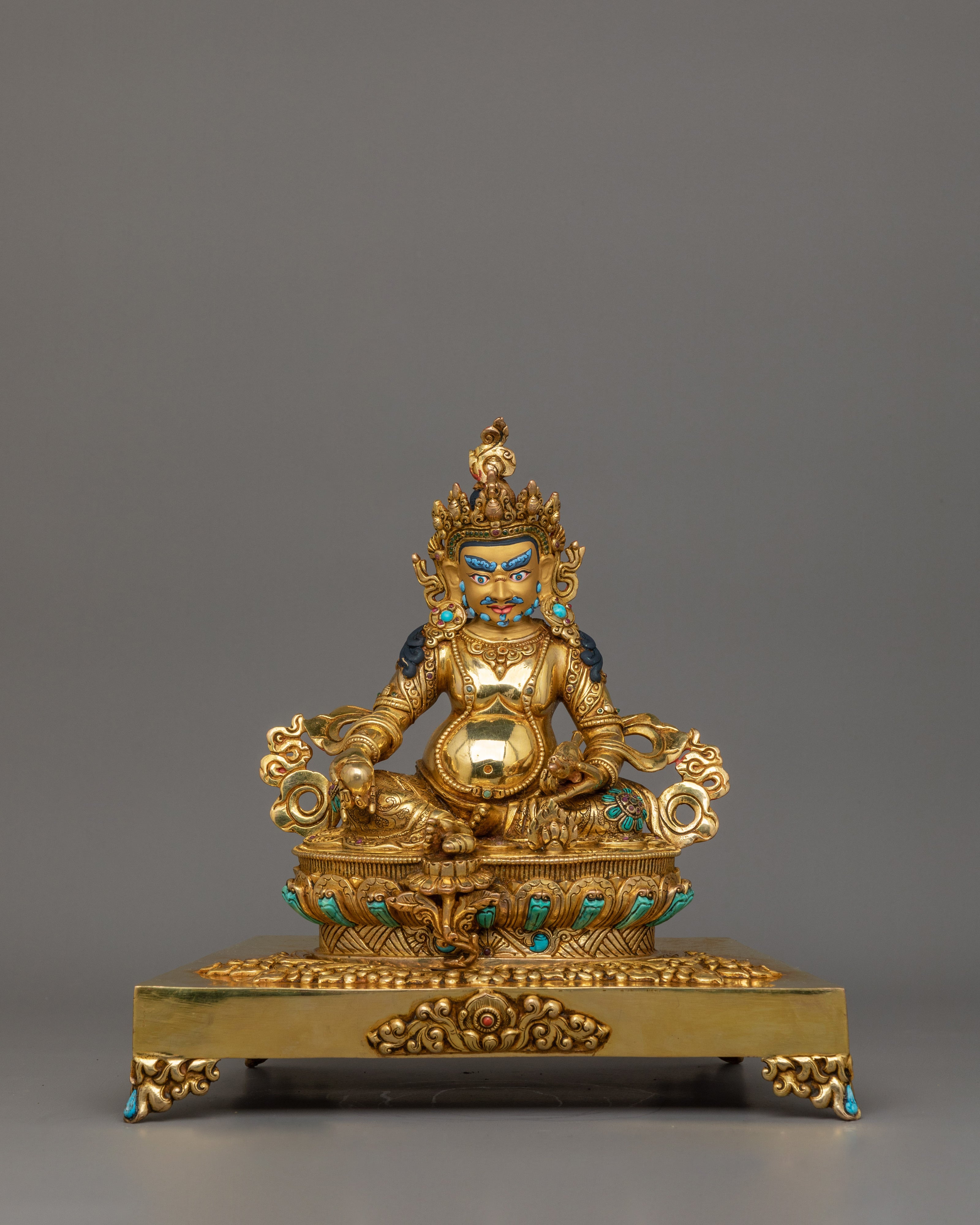 Lord Jambhala Buddhist Wealth Deity Statue – 24K Gold-Gilded Buddhist Wealth Deity