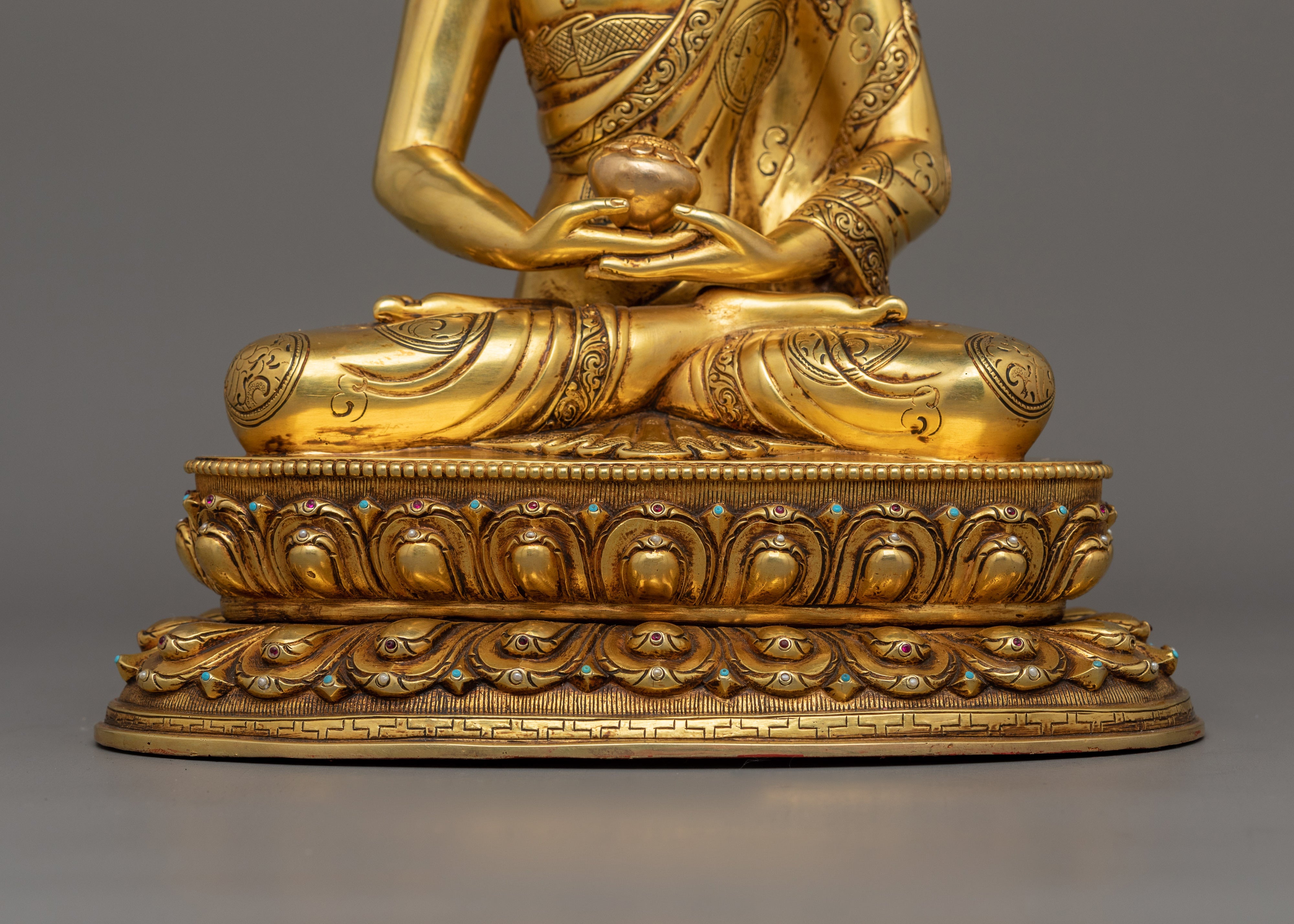 Pure Land Buddha Amitabha Figurine | Handmade 24K Gold Gilded Statue