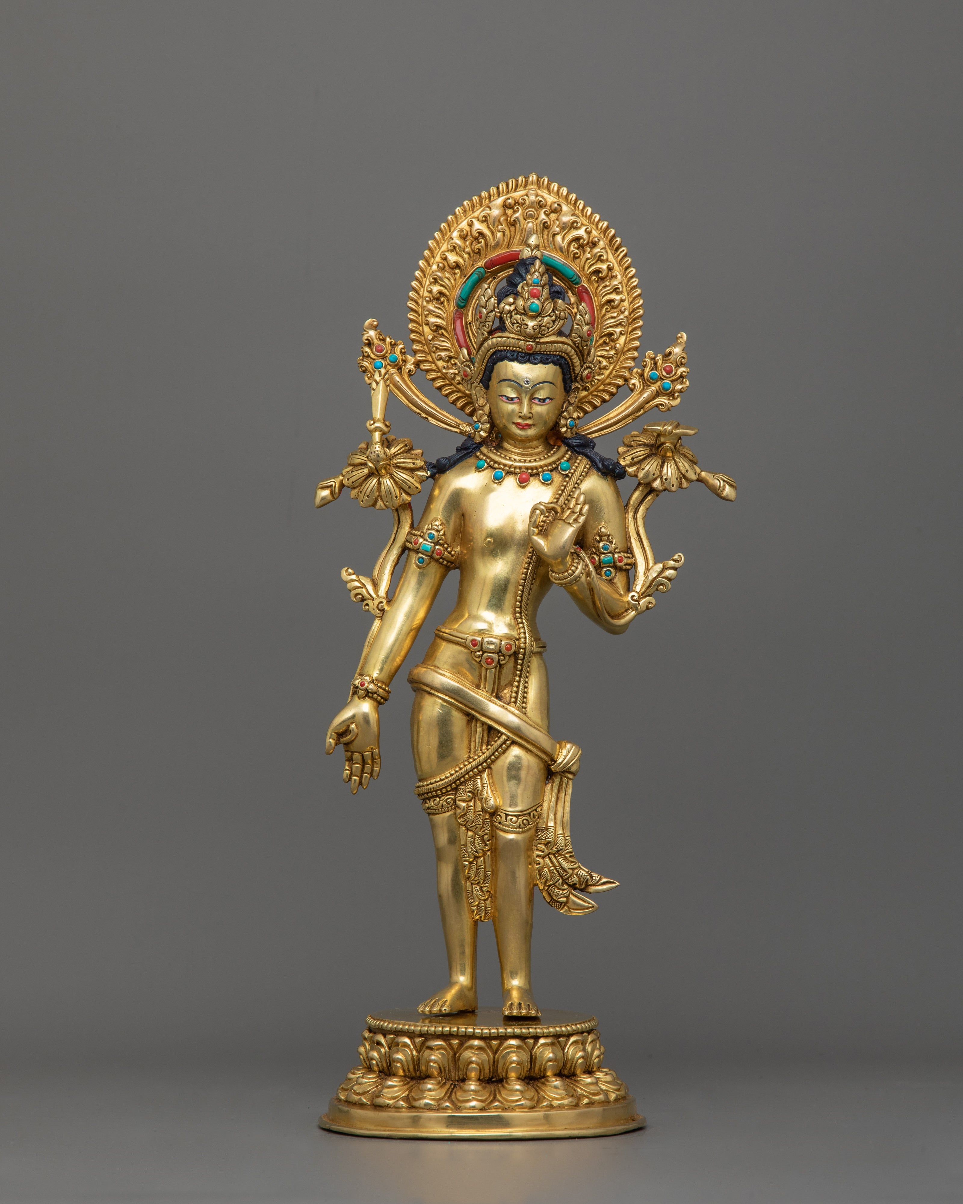 Handmade Lokeshwor Set Statue | Buddhist Deity of Compassion, and Wisdom