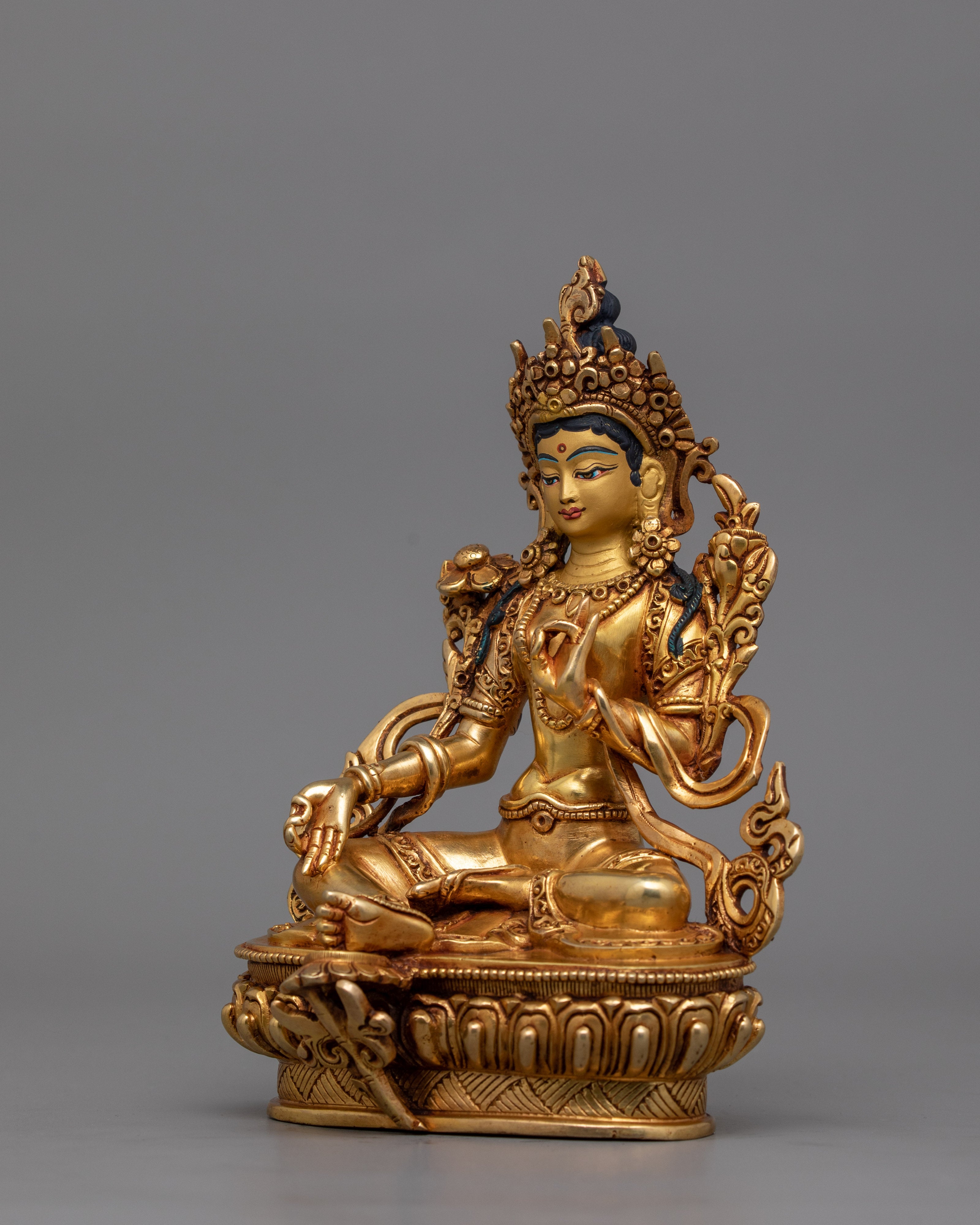 Tibetan Female Bodhisattva Syamatara Figurine | Symbol of Swift Healing