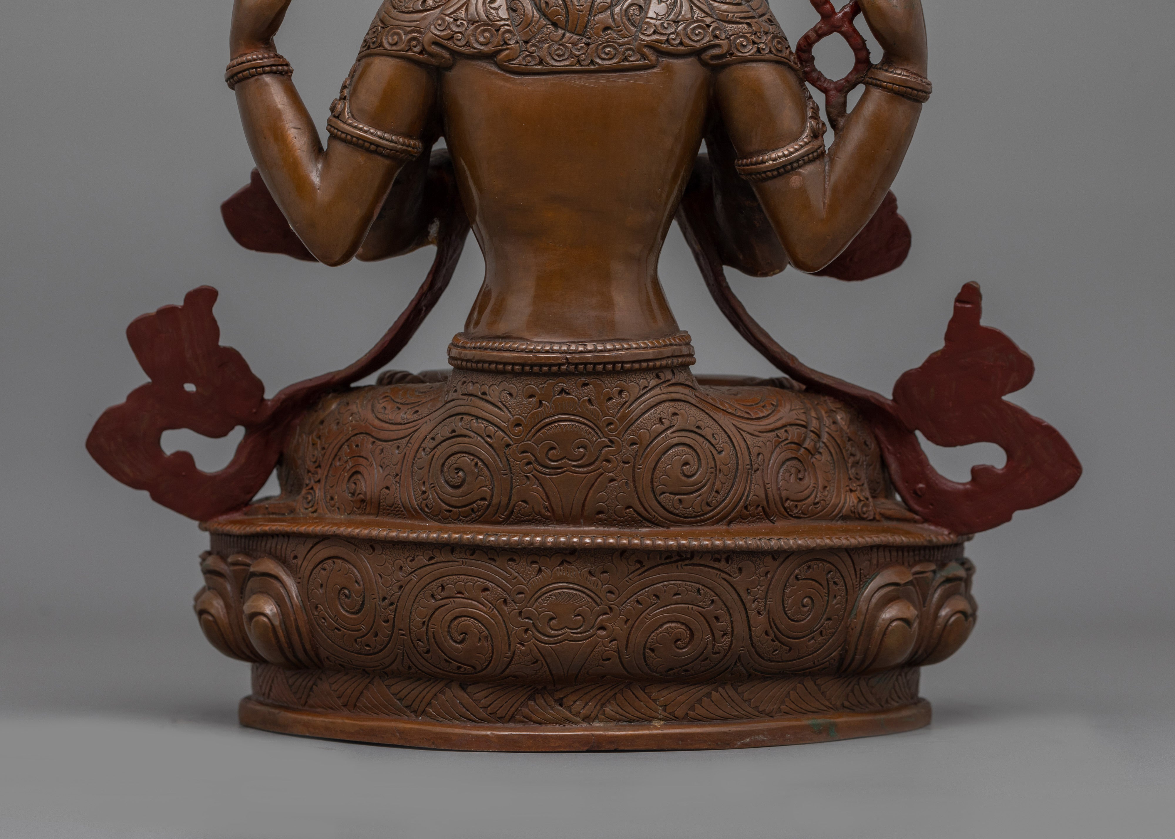 Handmade Oxidized Body Chenrezig Statue | Avalokitesvara Sacred Altar Decor