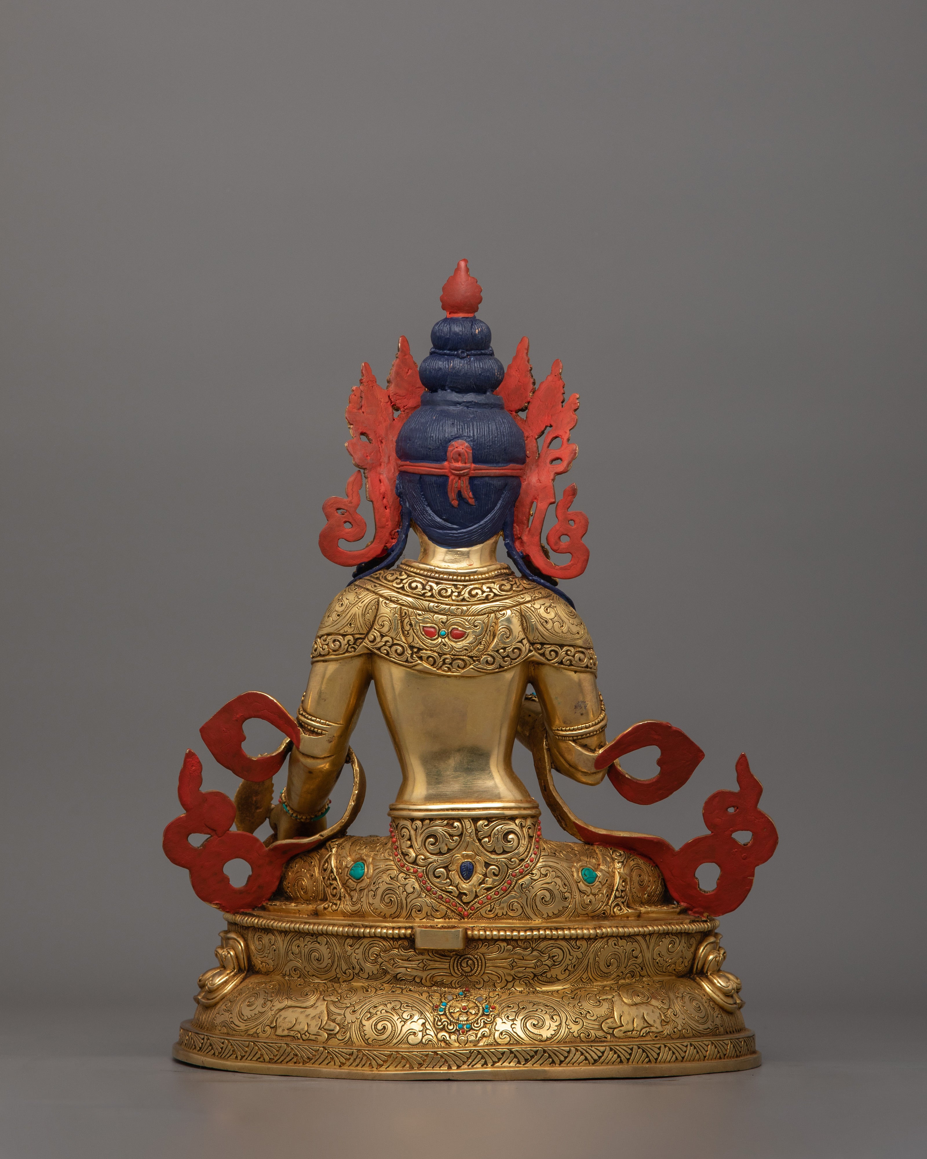 Traditional Bodhisattva Ksitigarbha Figurine | 24K Gold Gilded Copper Artwork