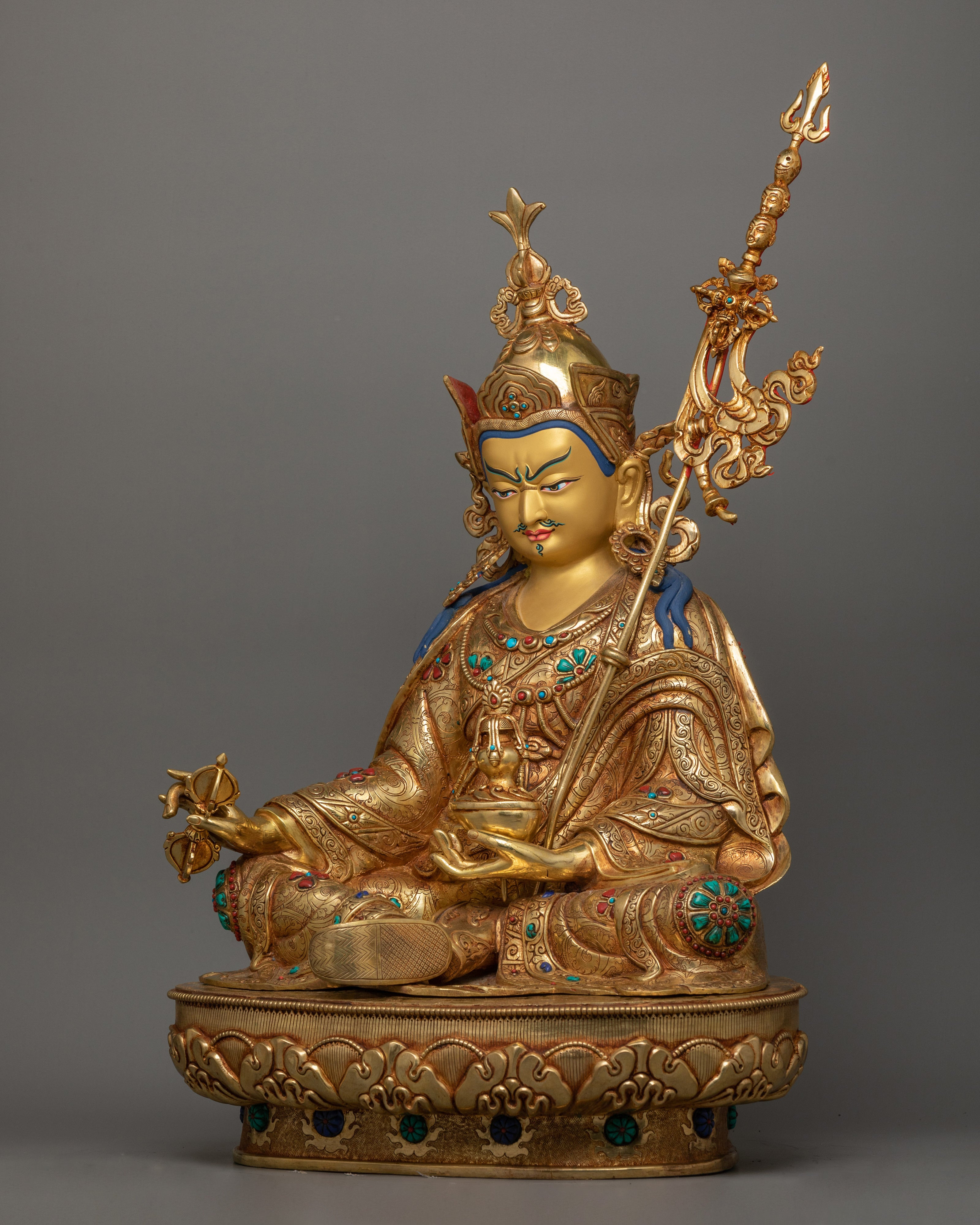 The Second Buddha Guru Padmasambhava Figurine | 24K Gold Gilded Traditional Artwork