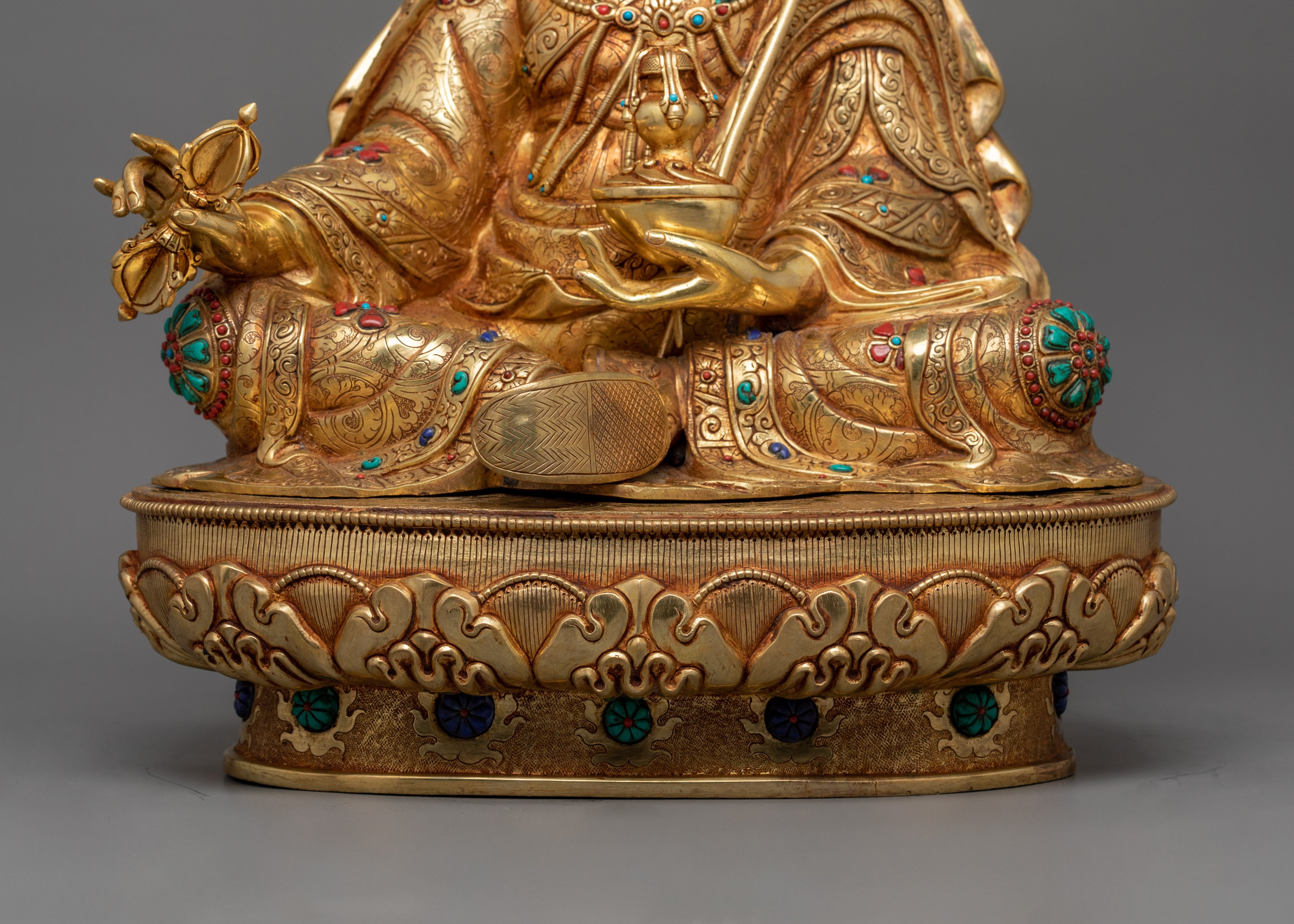 The Second Buddha Guru Padmasambhava Figurine | 24K Gold Gilded Traditional Artwork