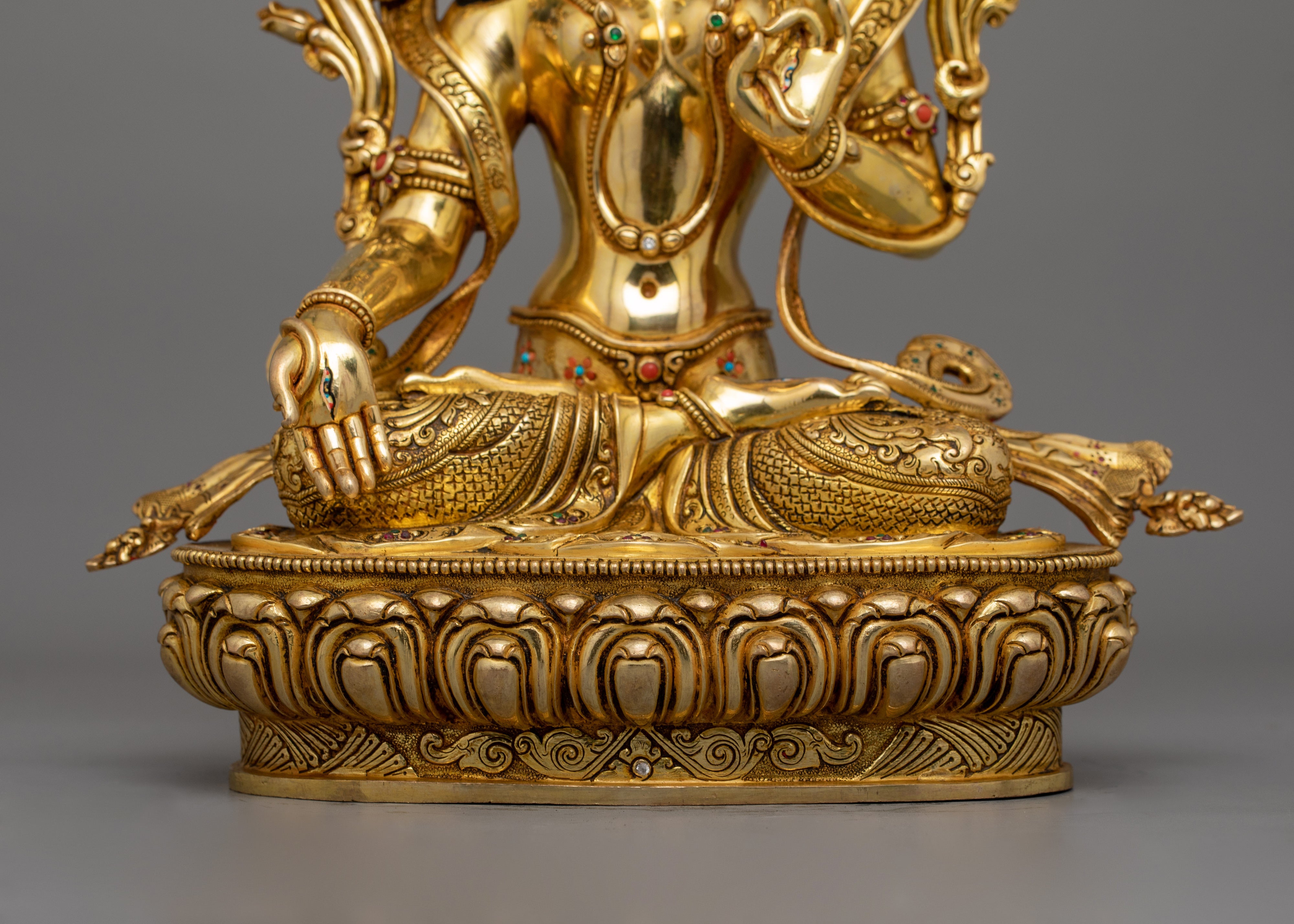 Tibetan Figurine of White Tara – Handcrafted Buddhist Sculpture for Healing and Longevity