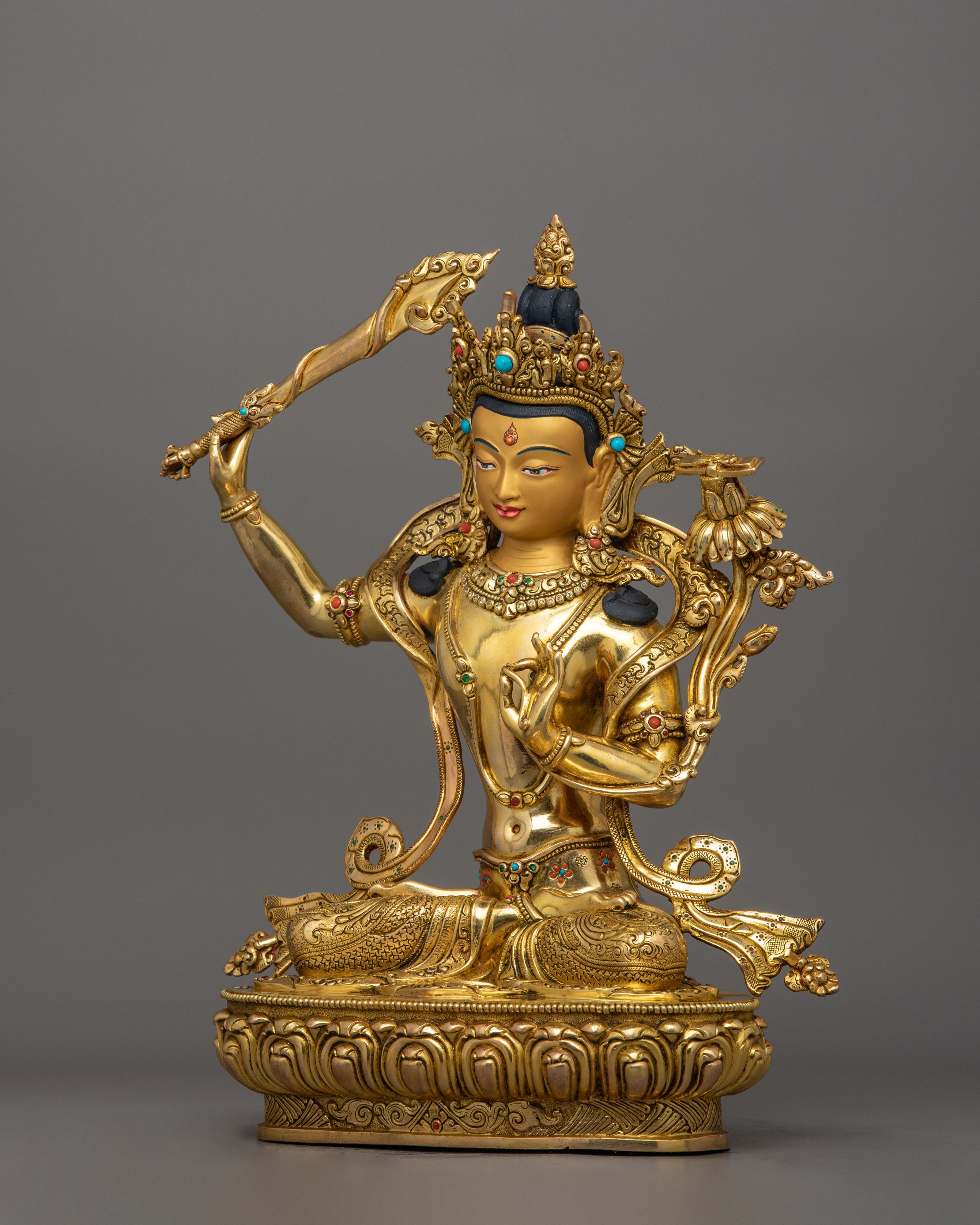 Himalayan Vajrayana Buddhist Manjushri Statue – Made In Nepal