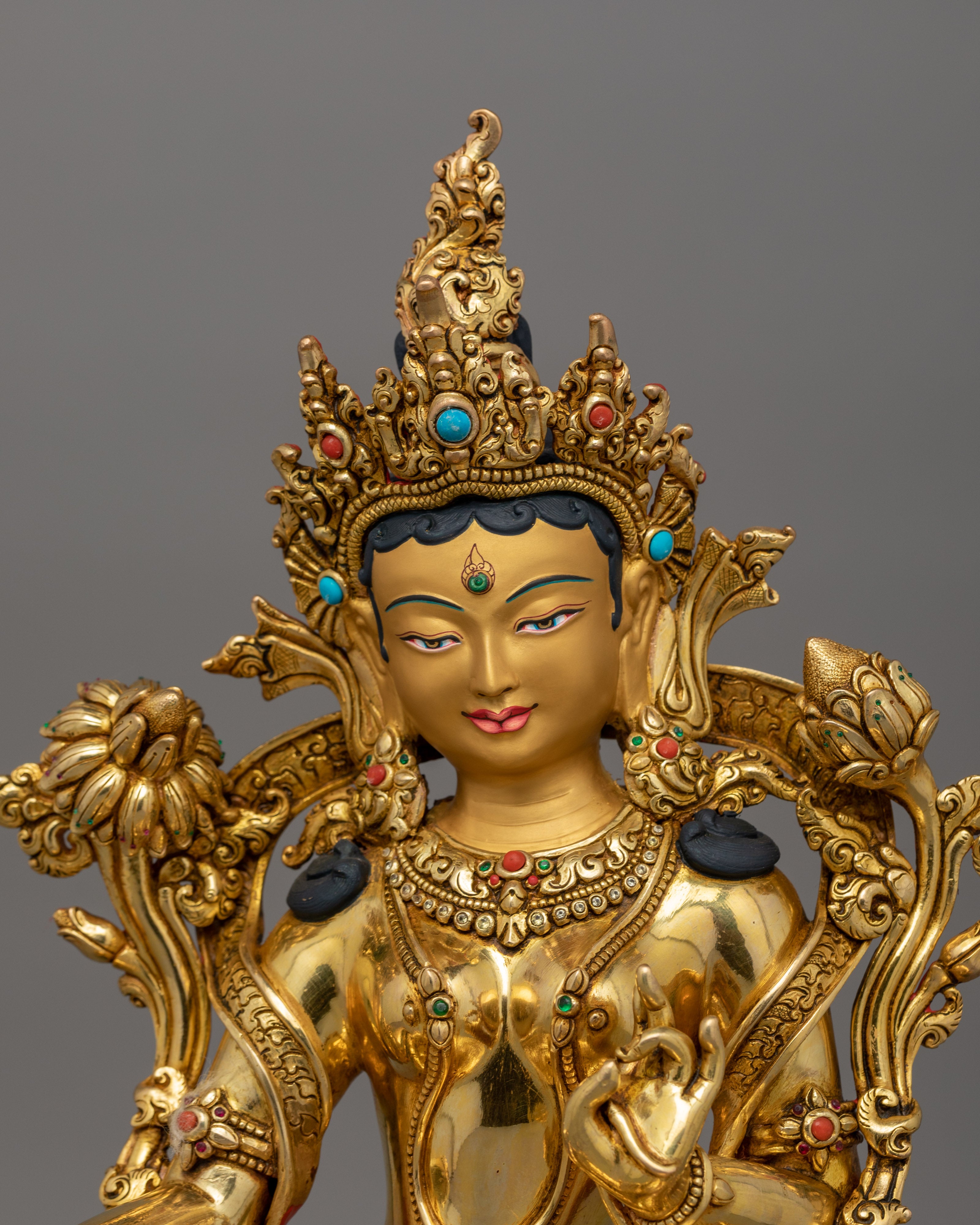 Goddess Green Tara Figurine | Deity of Protection and Healing