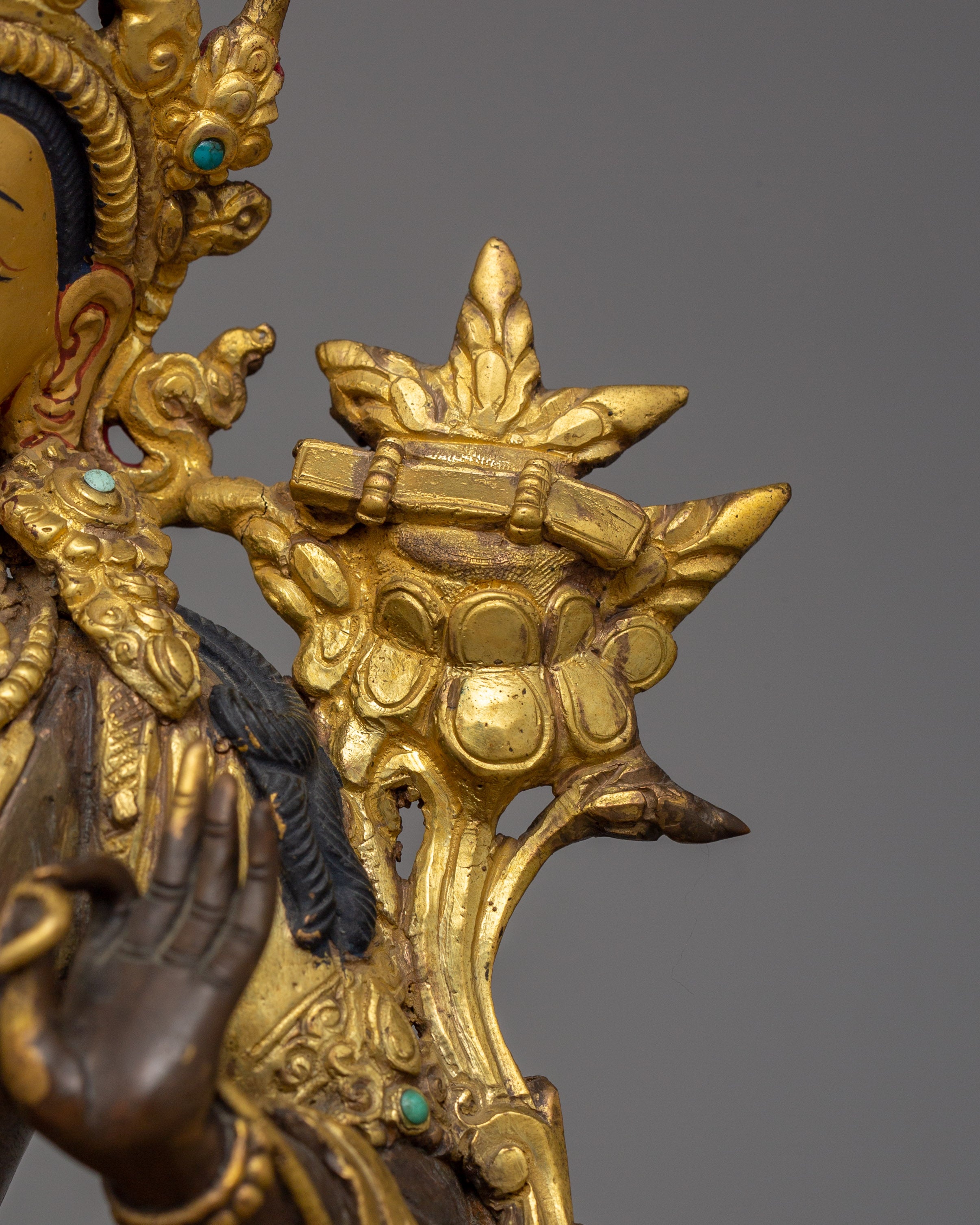 Beautiful Acrylic Painting Manjushri Statue | Traditional Himalayan Art