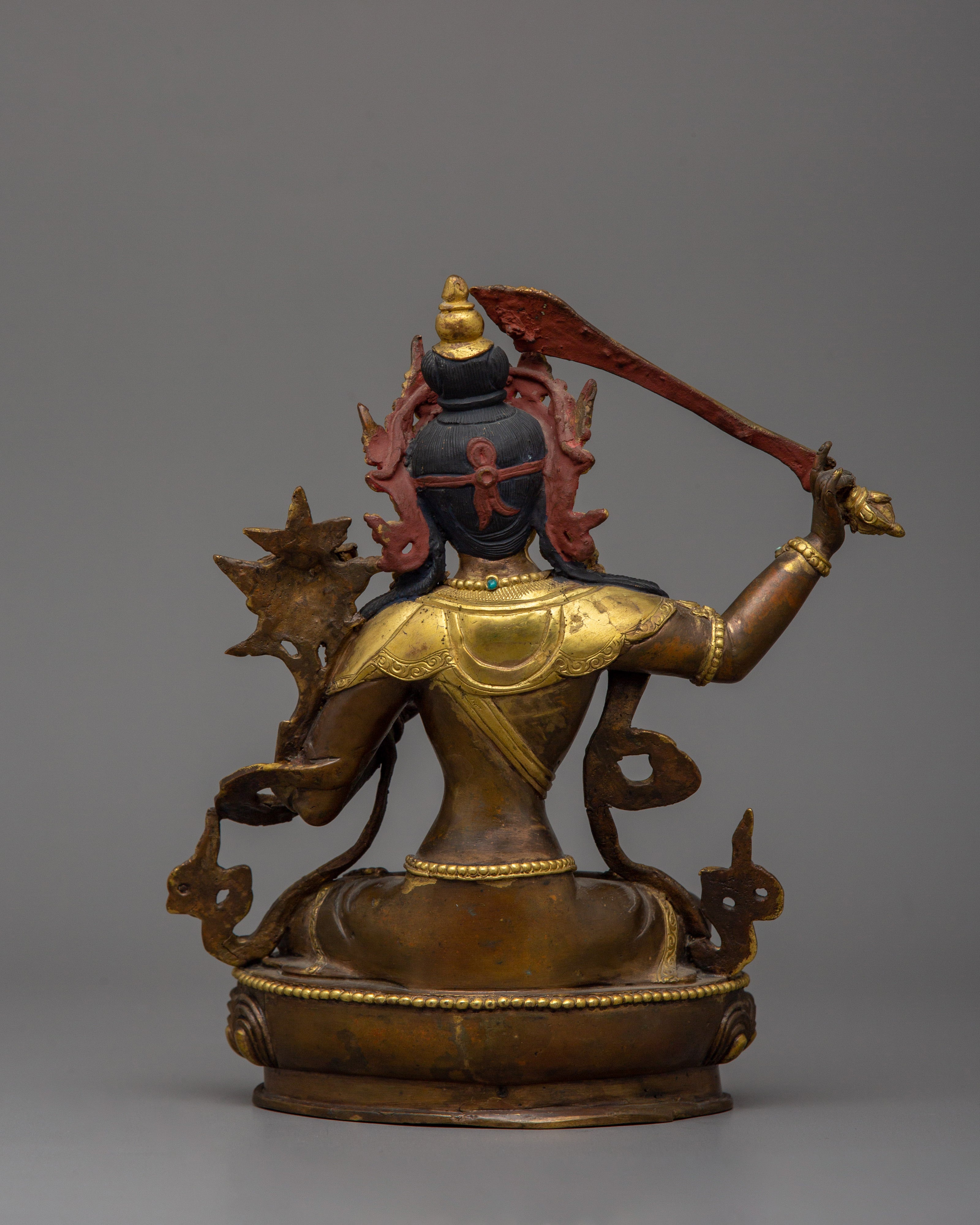 Beautiful Acrylic Painting Manjushri Statue | Traditional Himalayan Art