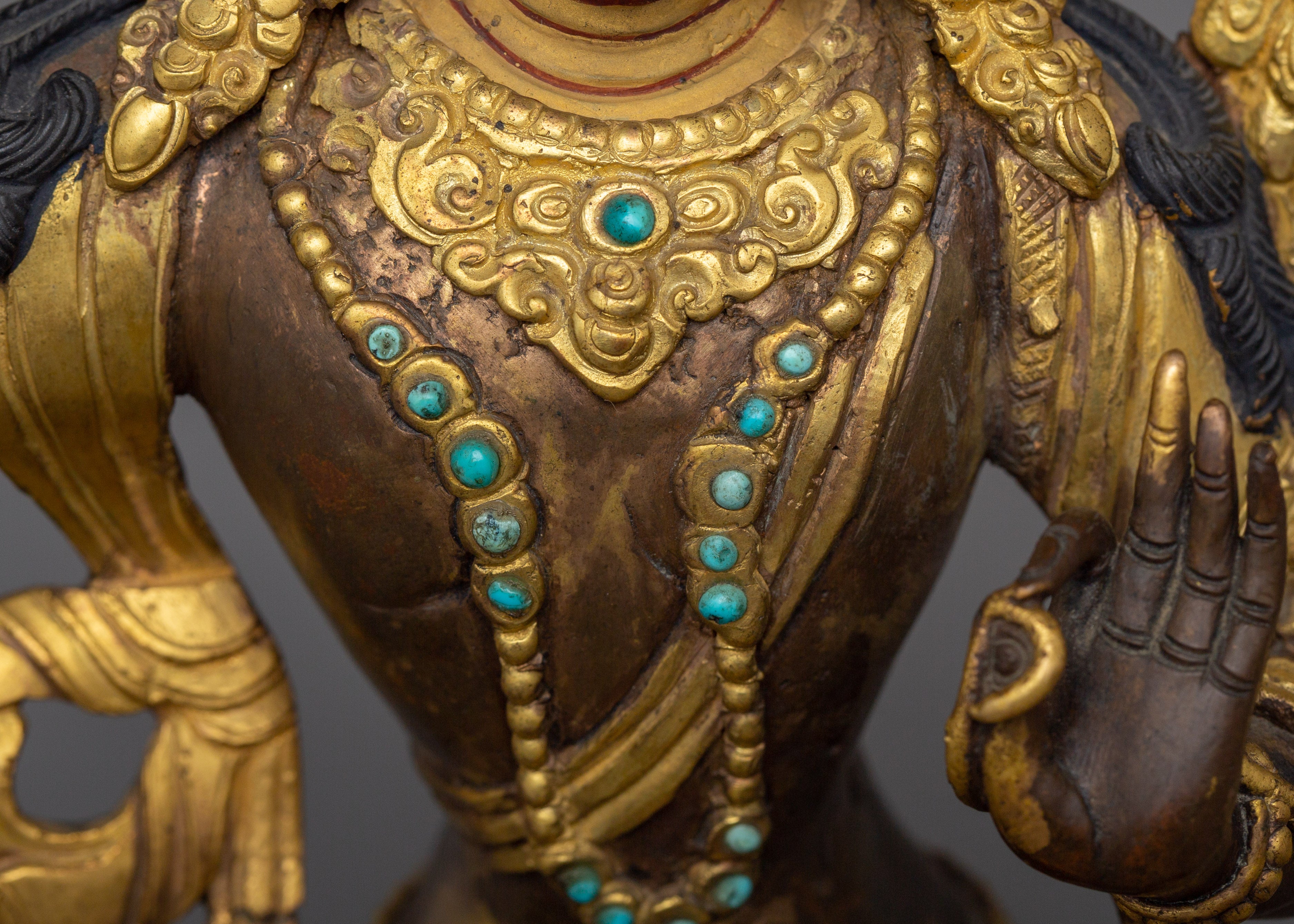 Beautiful Acrylic Painting Manjushri Statue | Traditional Himalayan Art