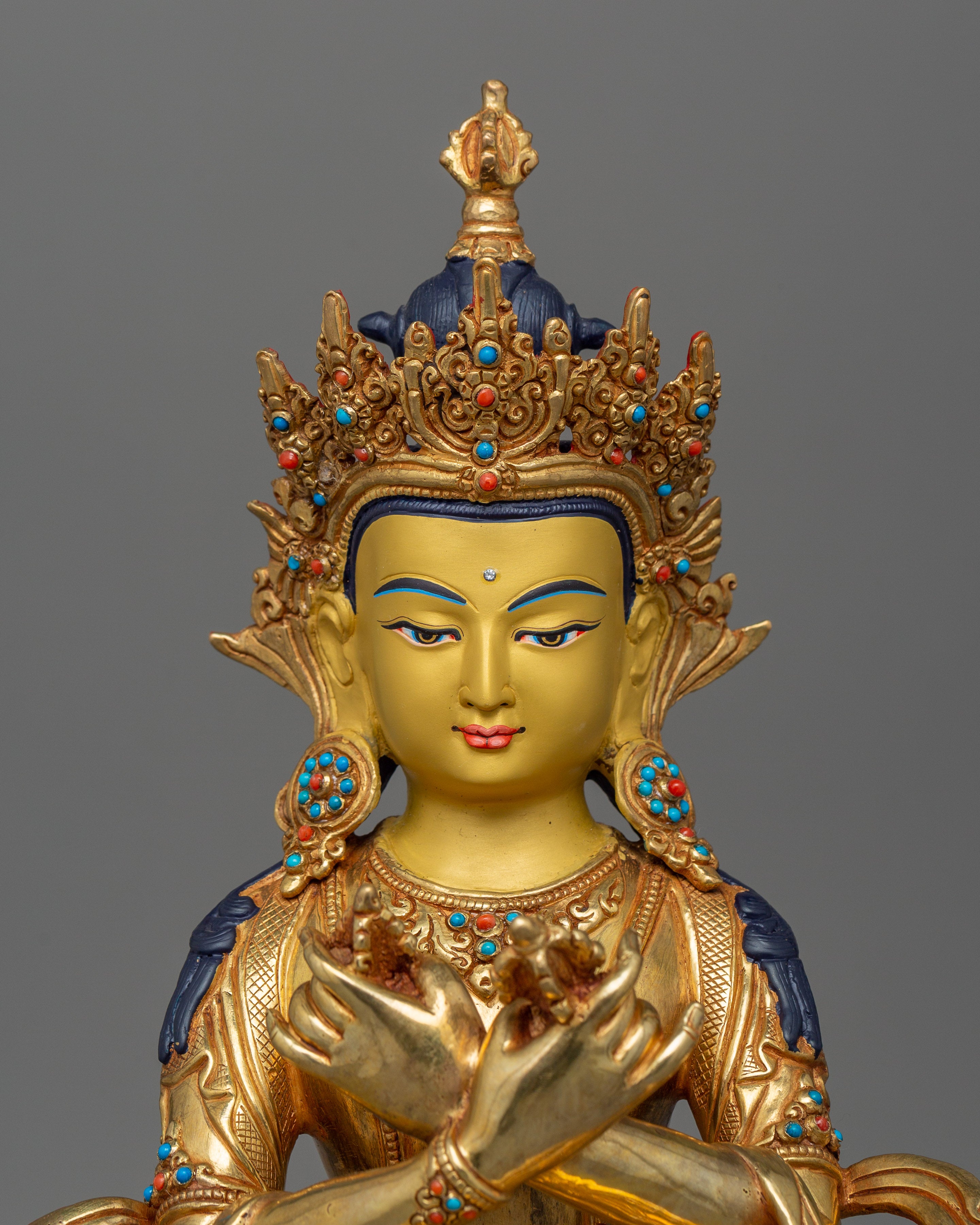 Buddhist Tibetan Dorje Chang Figurine | 24K Gold Gilded Vajradhara Statue