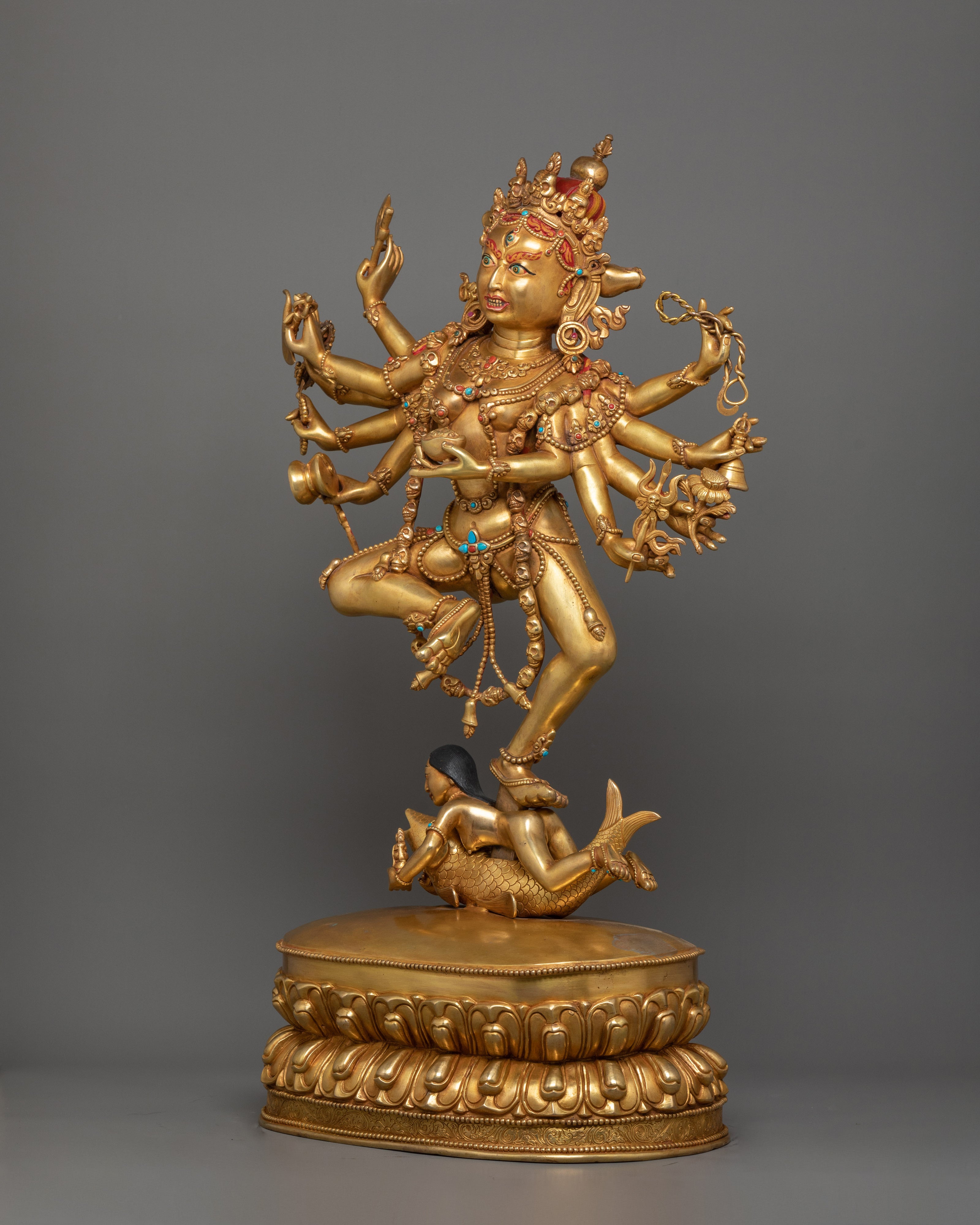 Beautiful Female Goddess Dakini | 24K Gold Gilded Statue