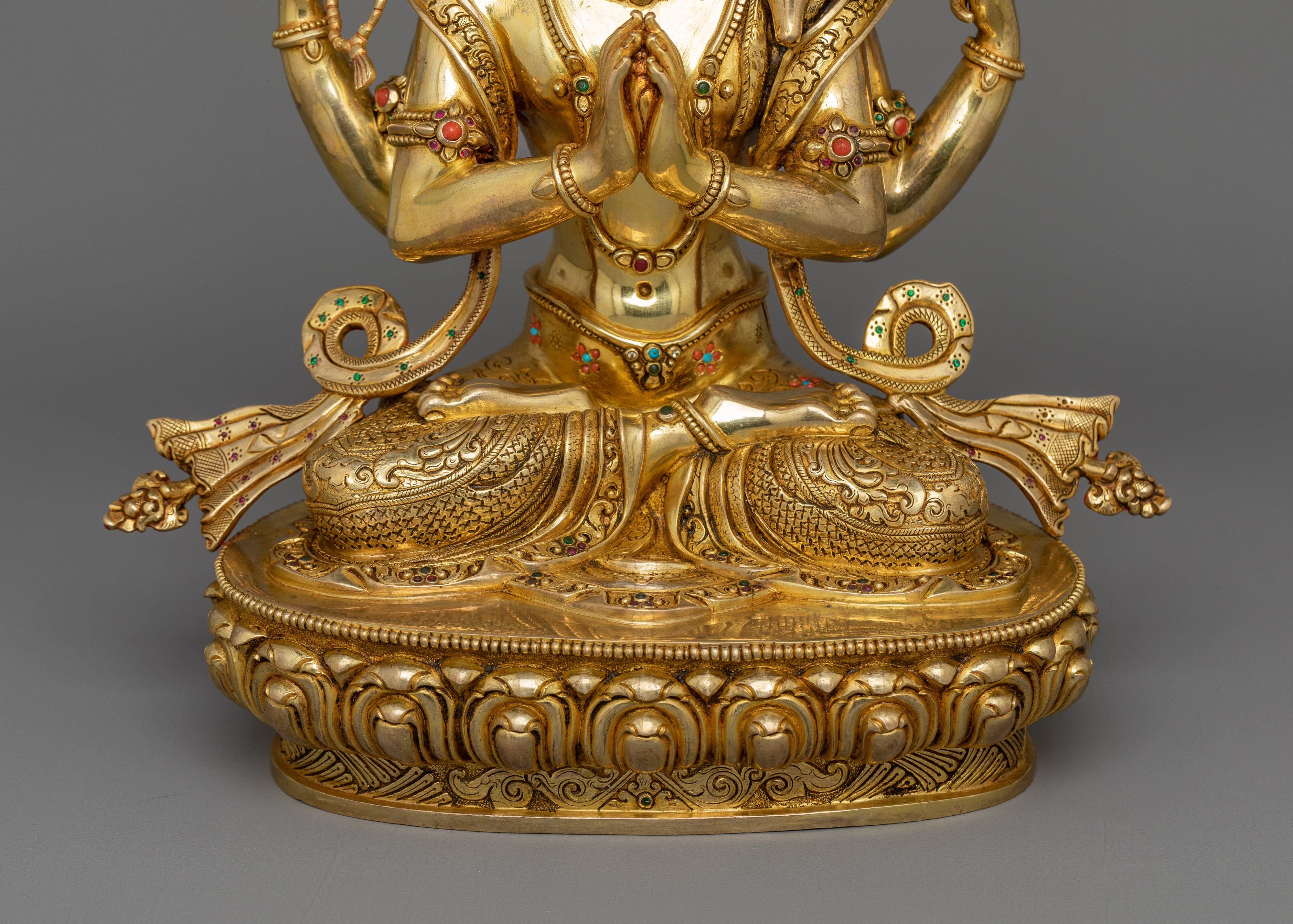 Bodhisattva Chenrezig 14.8 Inches Statue | Four Armed Avalokiteshvara Sculpture