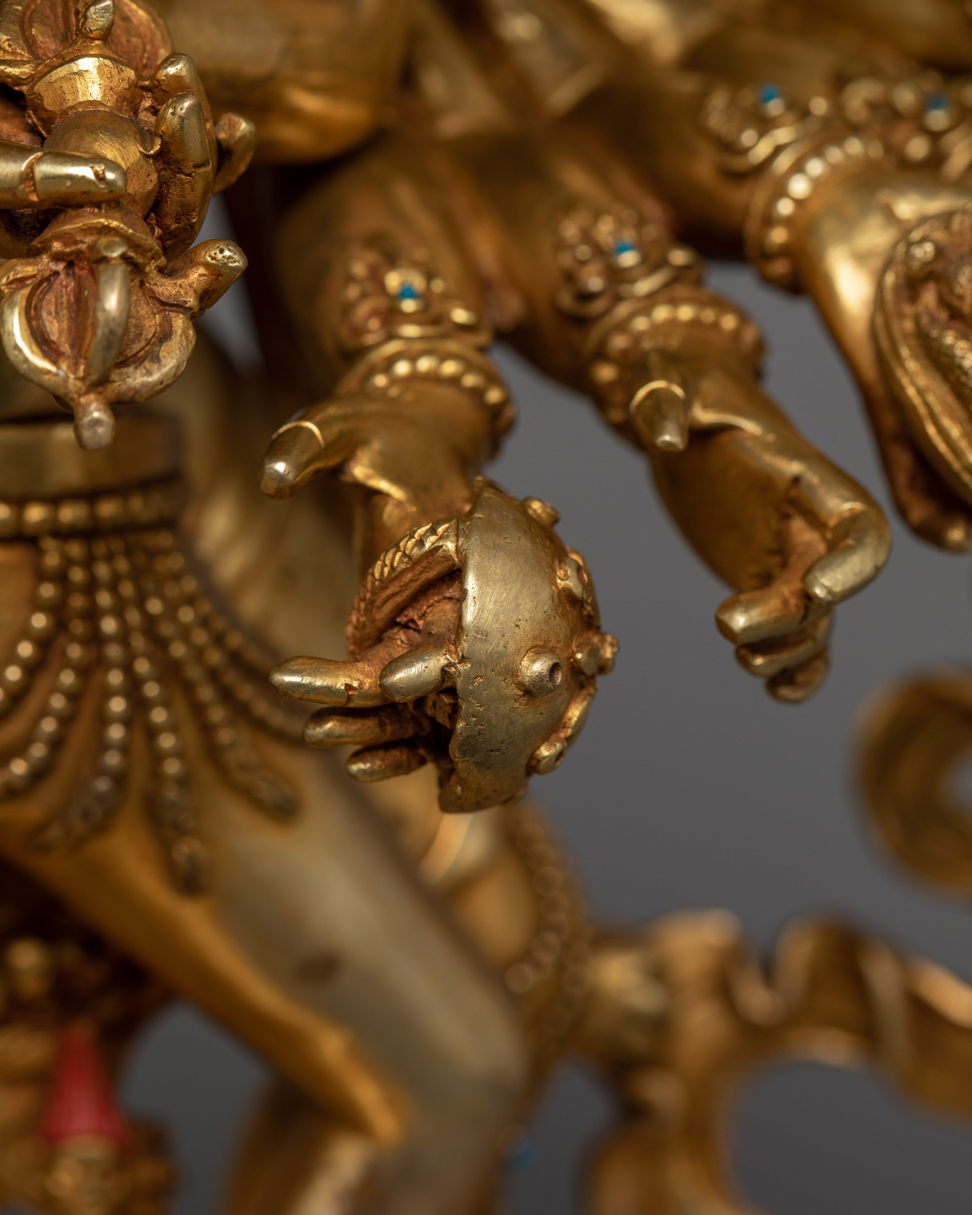 21.3" Handcrafted Kalachakra Sculpture | 24K Gold Gilded Copper Statue