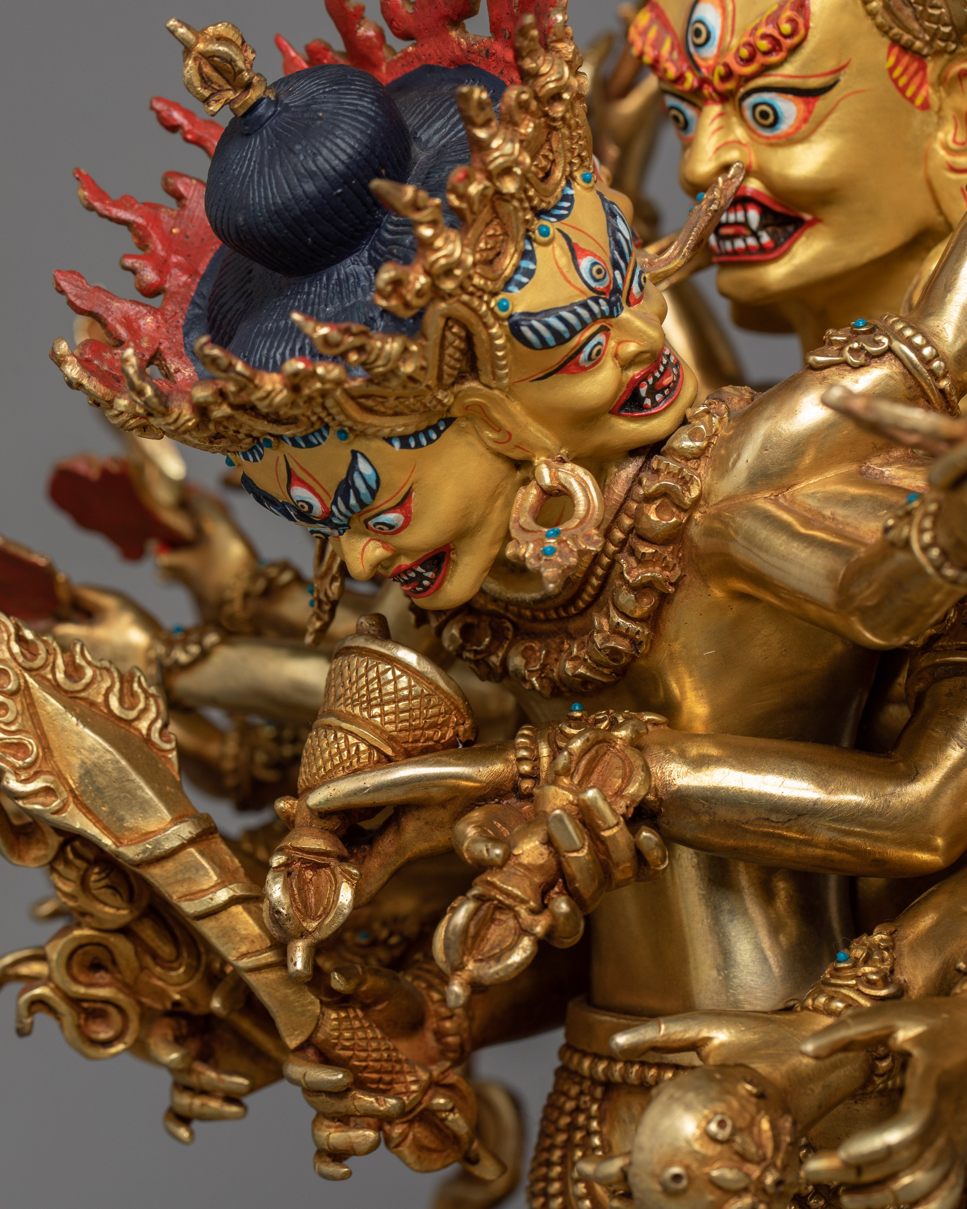 21.3" Handcrafted Kalachakra Sculpture | 24K Gold Gilded Copper Statue