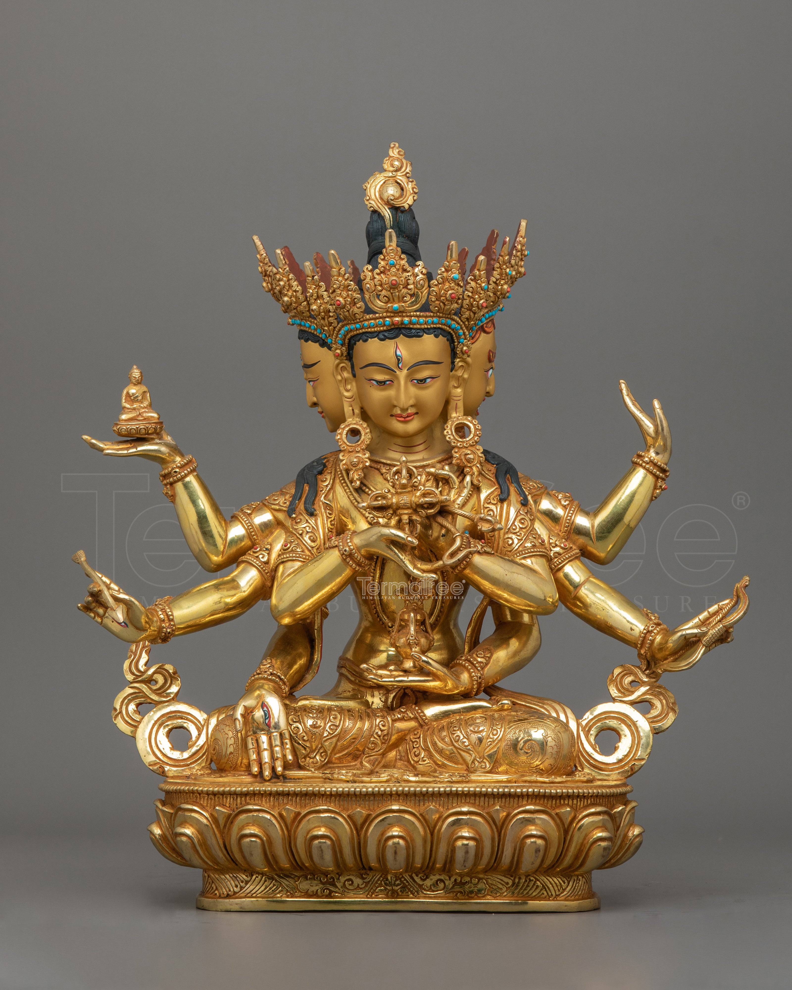 Eight Arm Namgyalma Statue | The Three Face Deity of Longevity