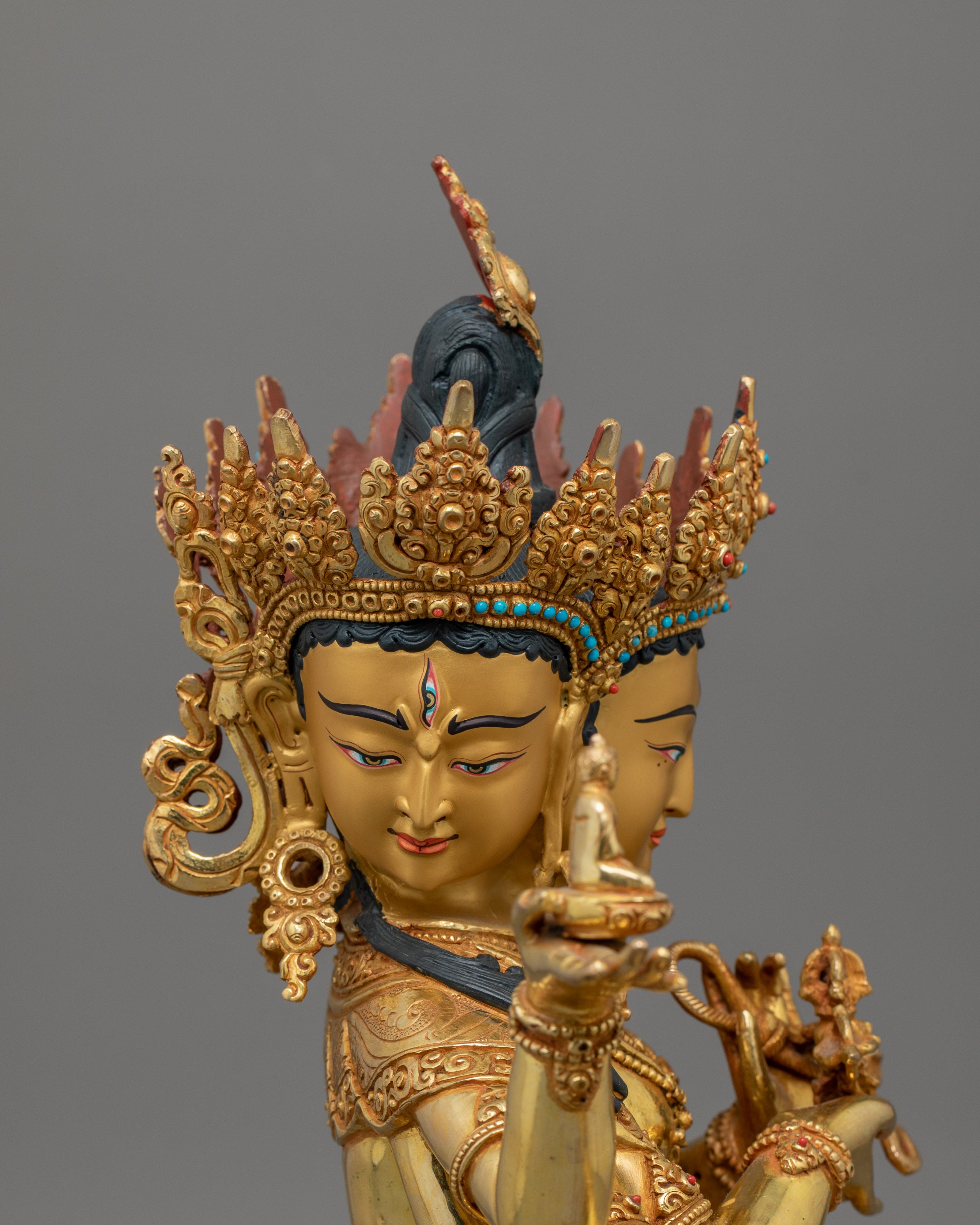 Eight Arm Namgyalma Statue | The Three Face Deity of Longevity