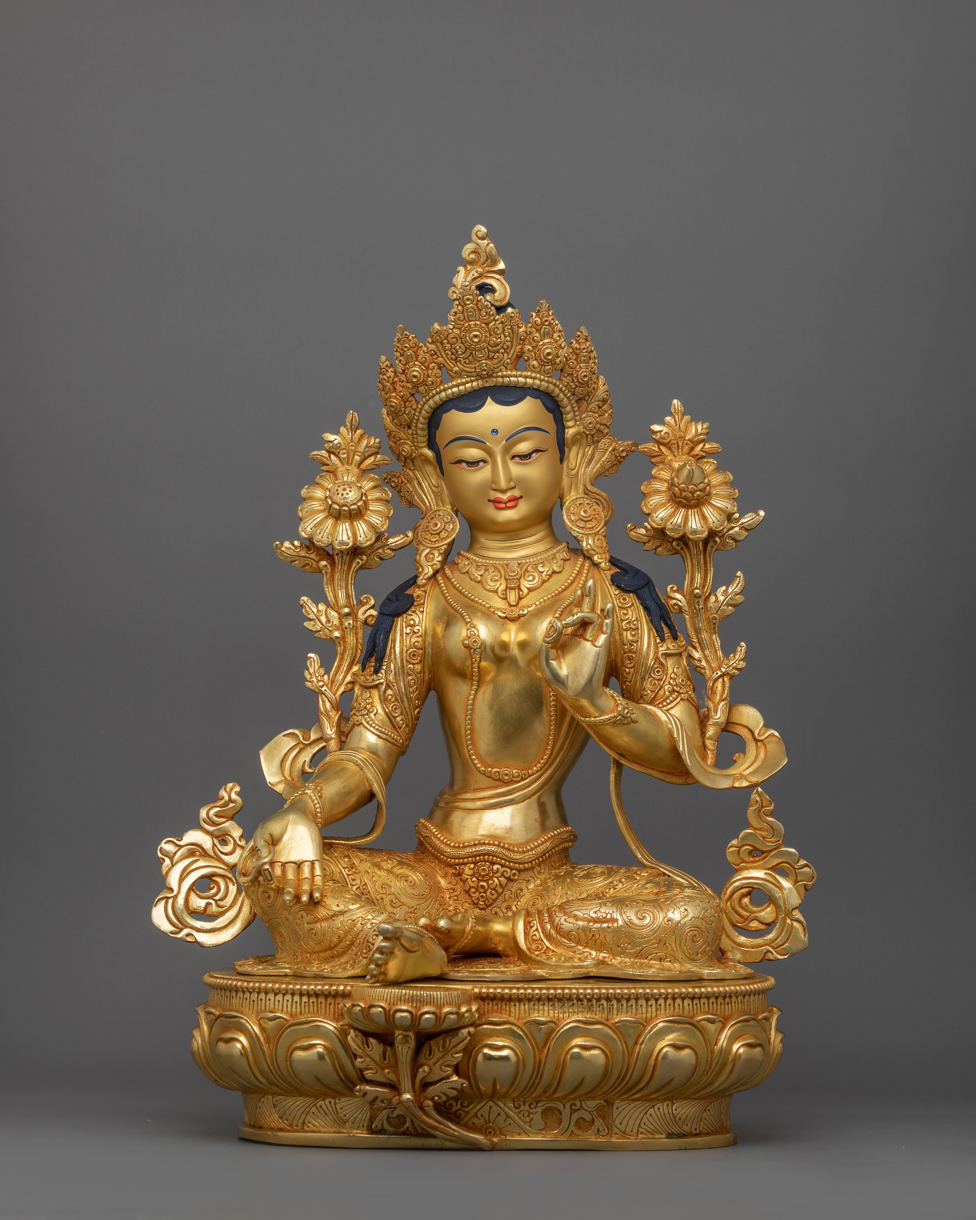 Compassionate Protector Shyamatara Statue | Female Bodhisattva Sculpture